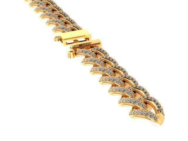 cuban chain bracelet chain necklace diamond cz STL  3D model_4