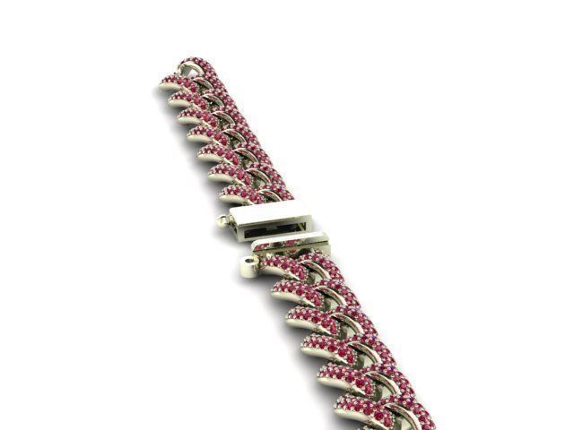 cuban chain bracelet chain necklace diamond cz STL  3D model_1