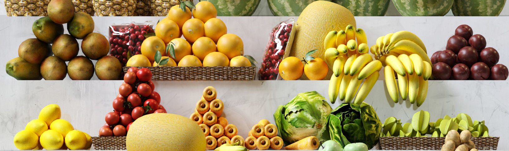 Fruit Set fruits and vegetables 3D model_3