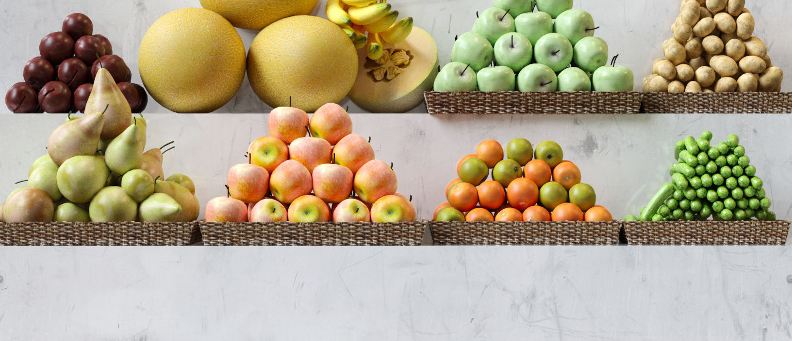 Fruit Set fruits and vegetables 3D model_4