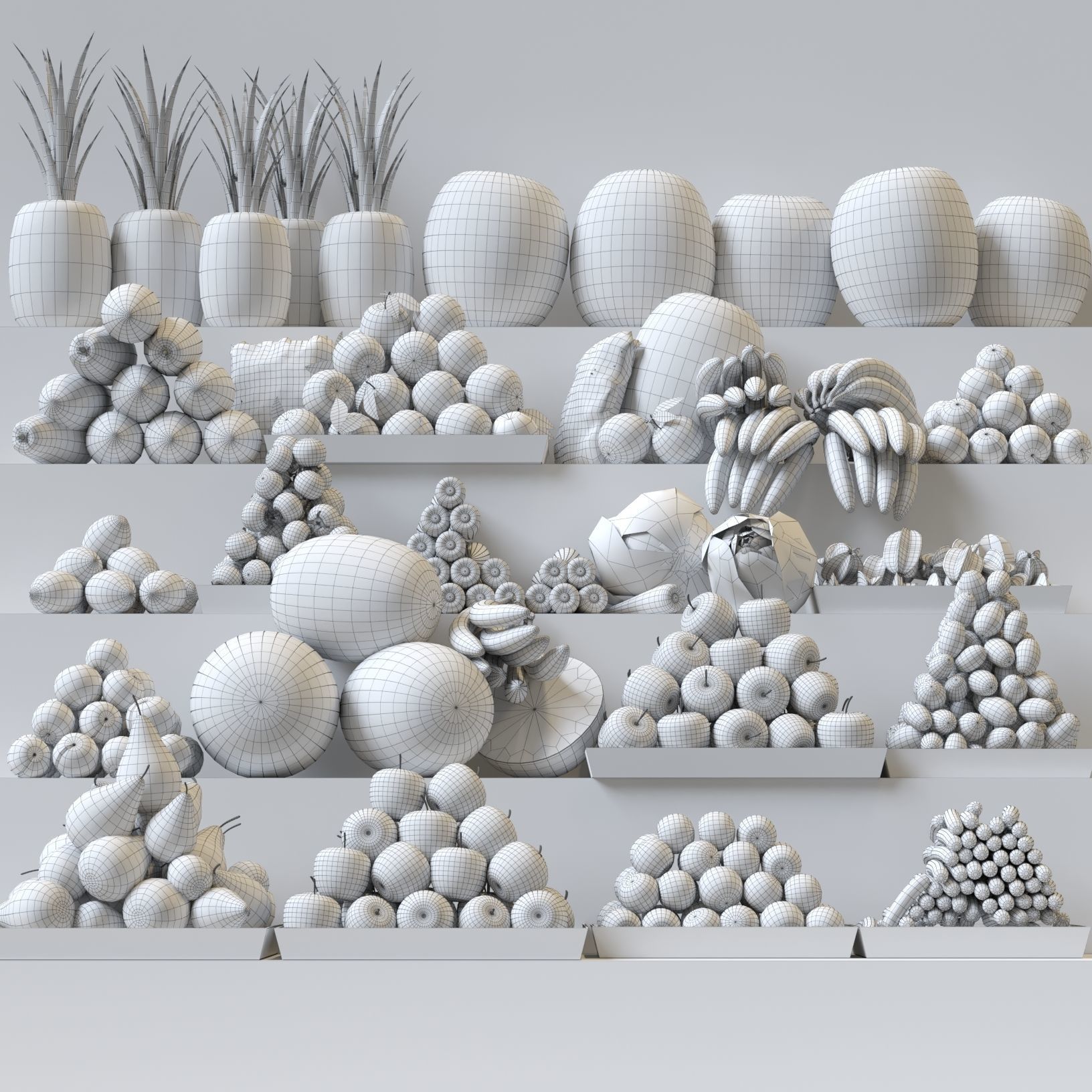 Fruit Set fruits and vegetables 3D model_1