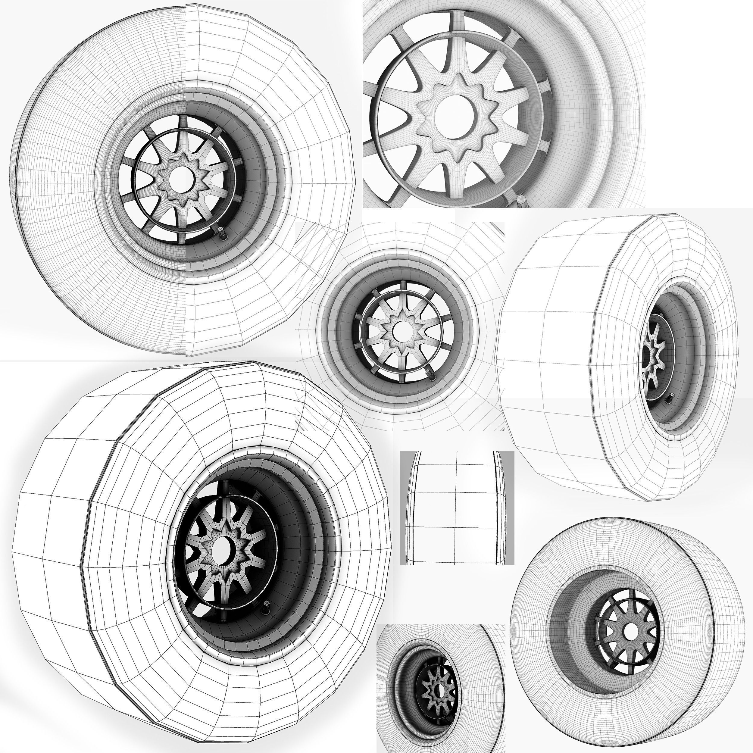 E23 Front tyre set Low-poly 3D model_6