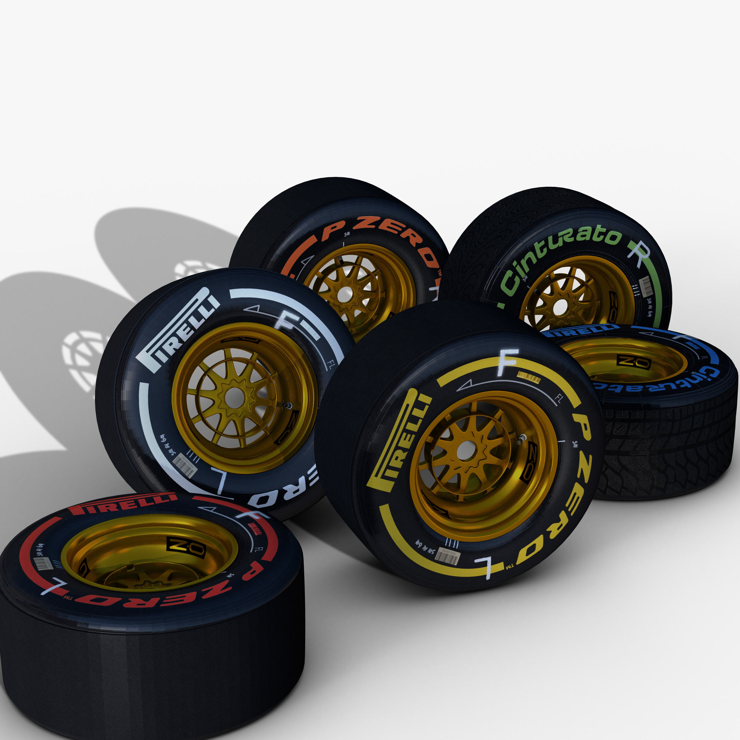 E23 Front tyre set Low-poly 3D model_5