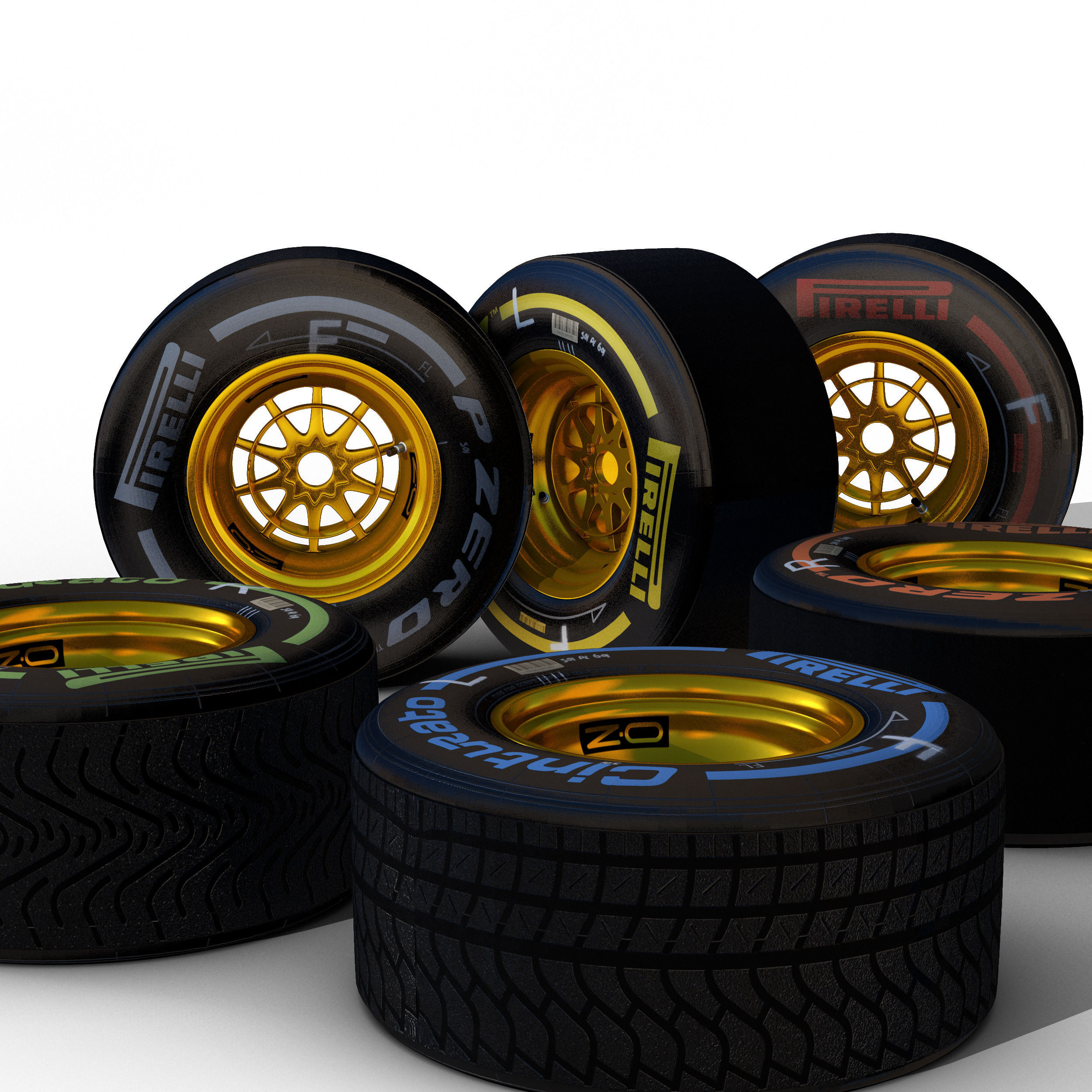 E23 Front tyre set Low-poly 3D model_7