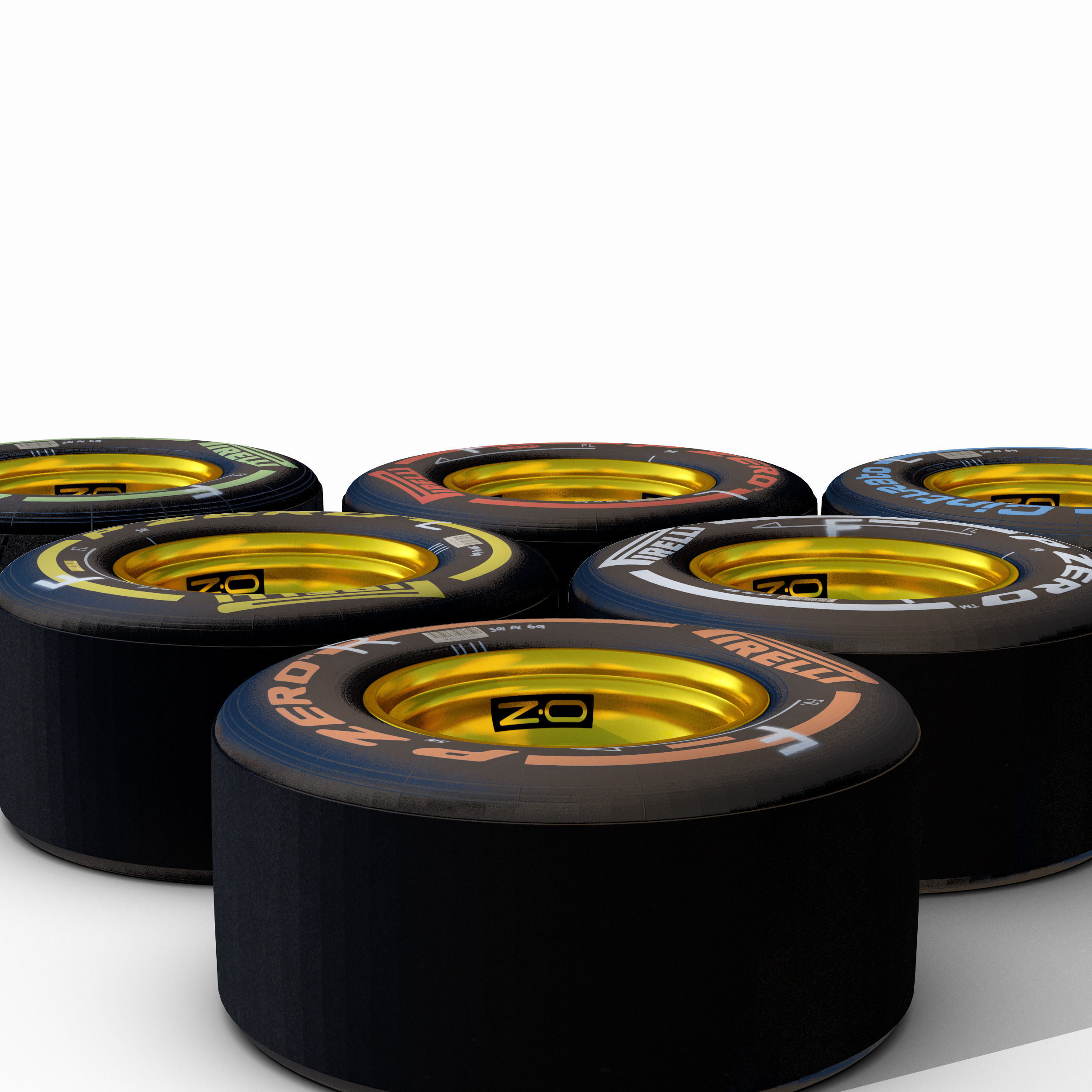 E23 Front tyre set Low-poly 3D model_2