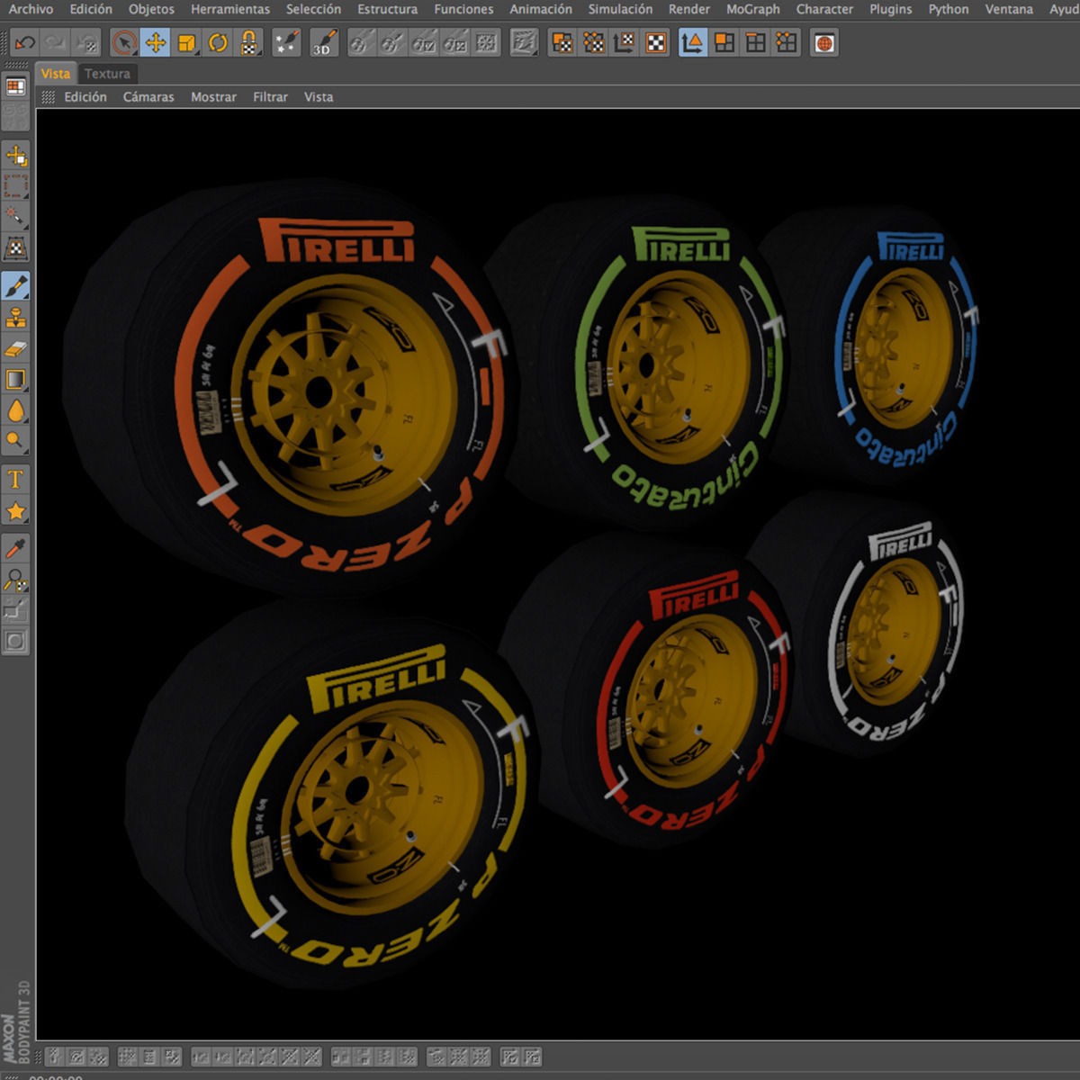 E23 Front tyre set Low-poly 3D model_10