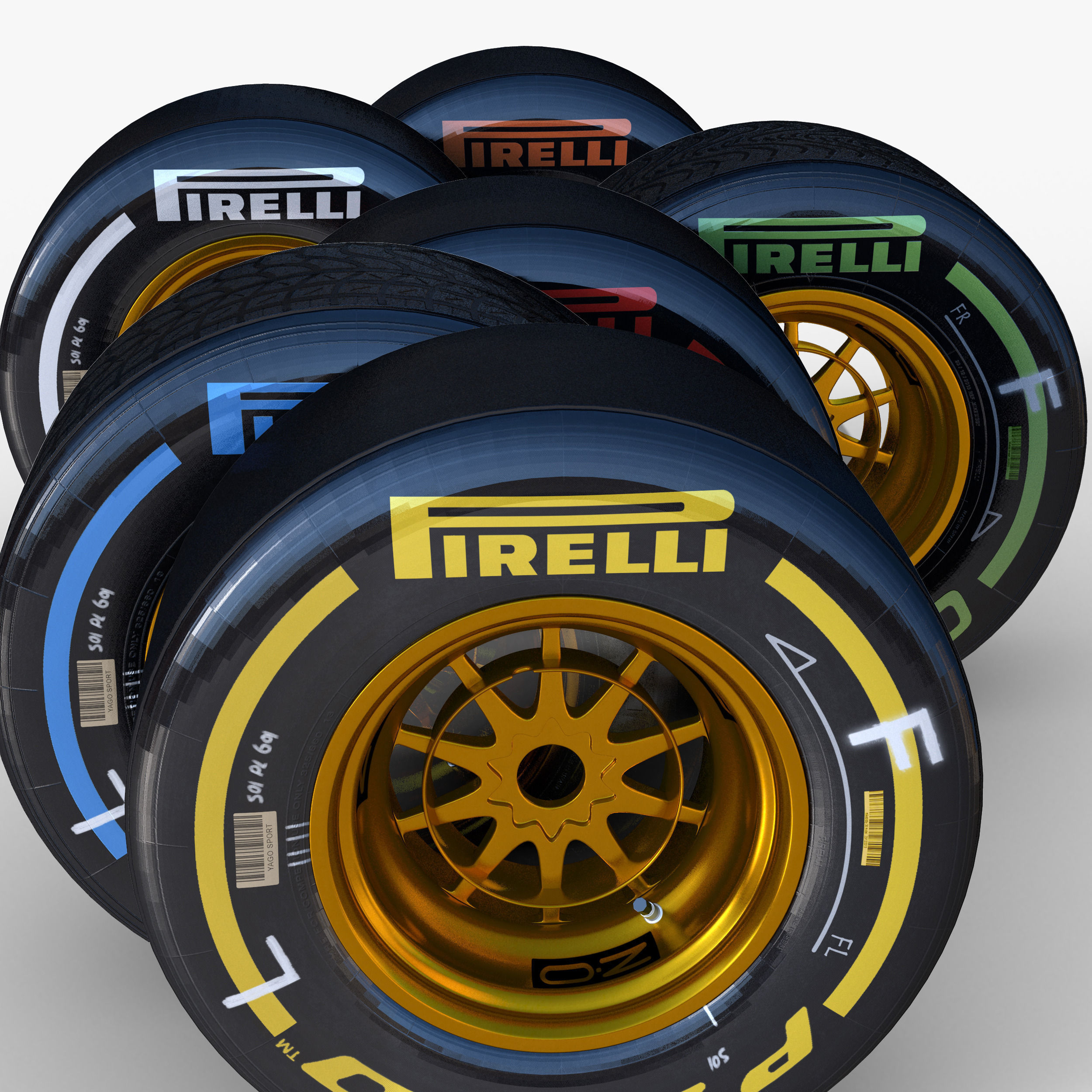 E23 Front tyre set Low-poly 3D model_8