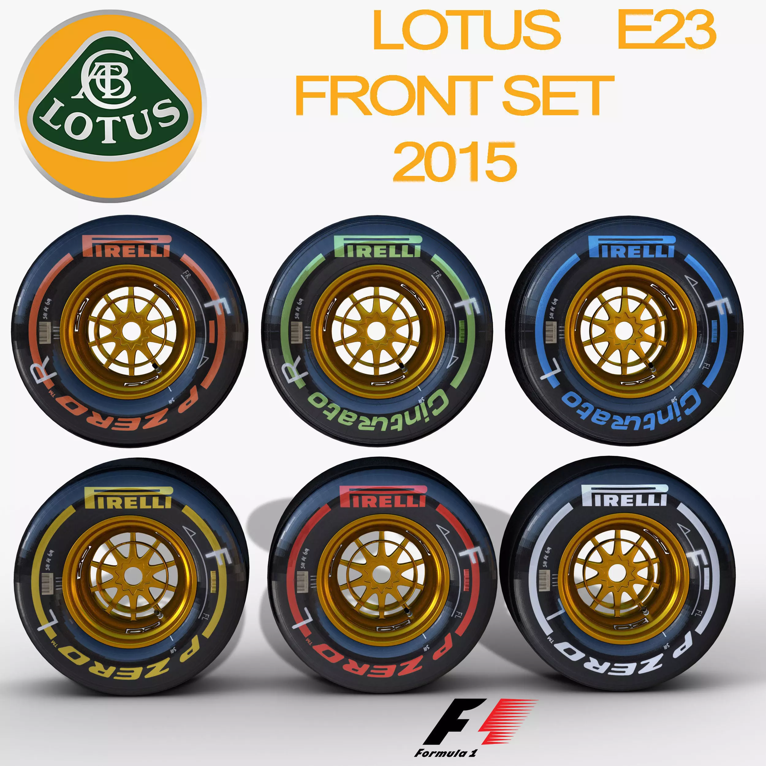E23 Front tyre set Low-poly 3D model_0