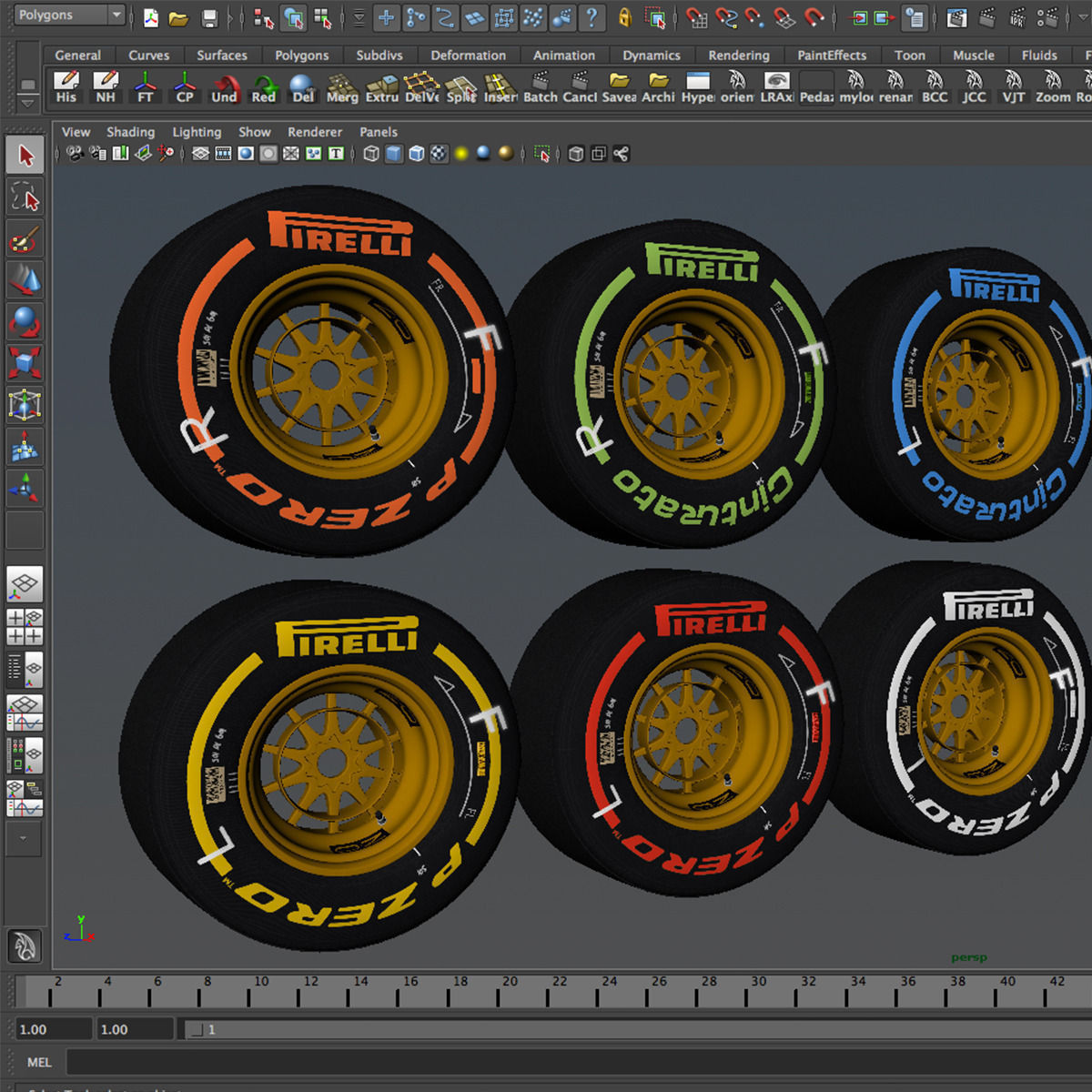 E23 Front tyre set Low-poly 3D model_9