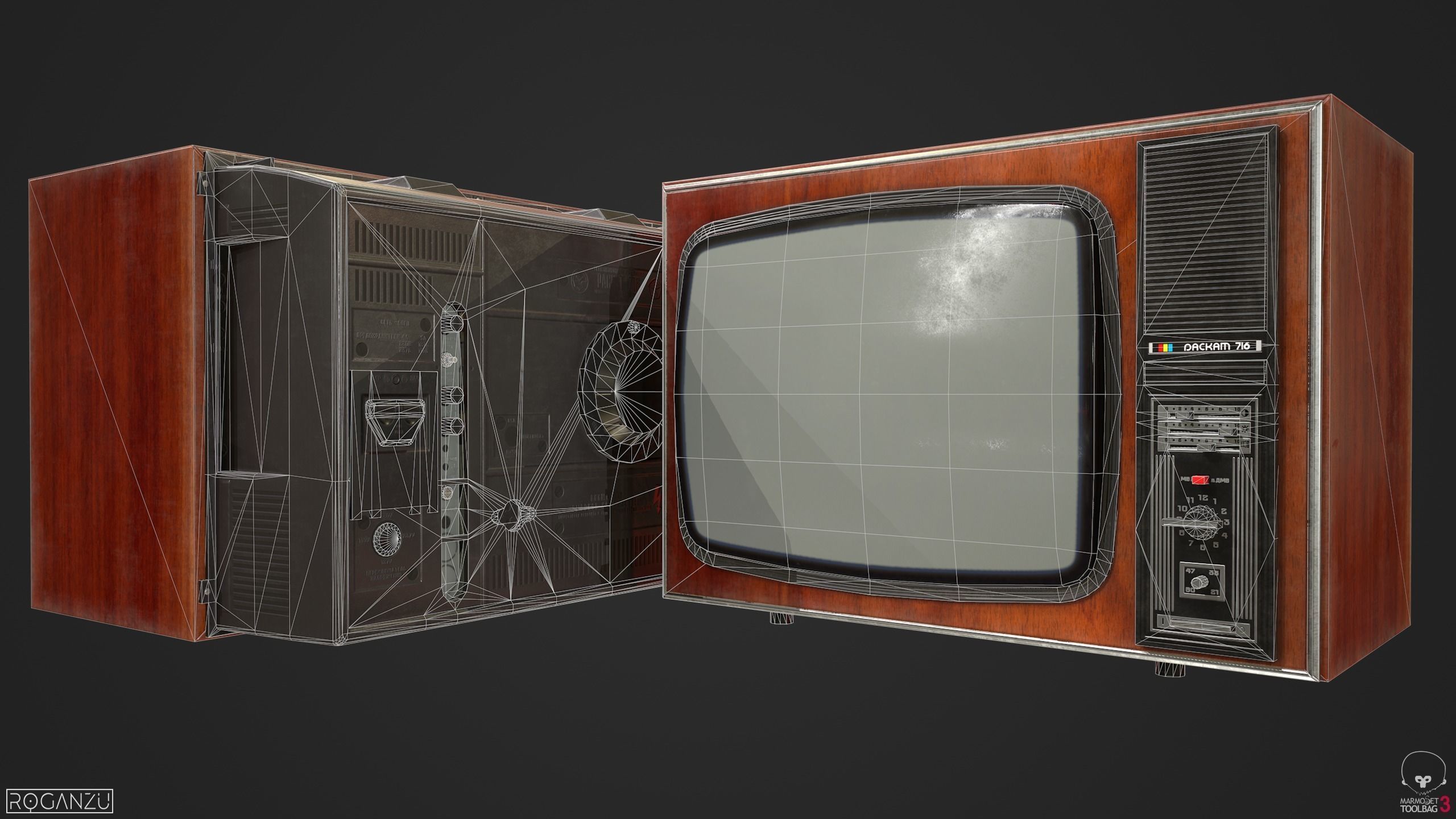 Soviet television Raskat PBR Low-poly 3D model_7