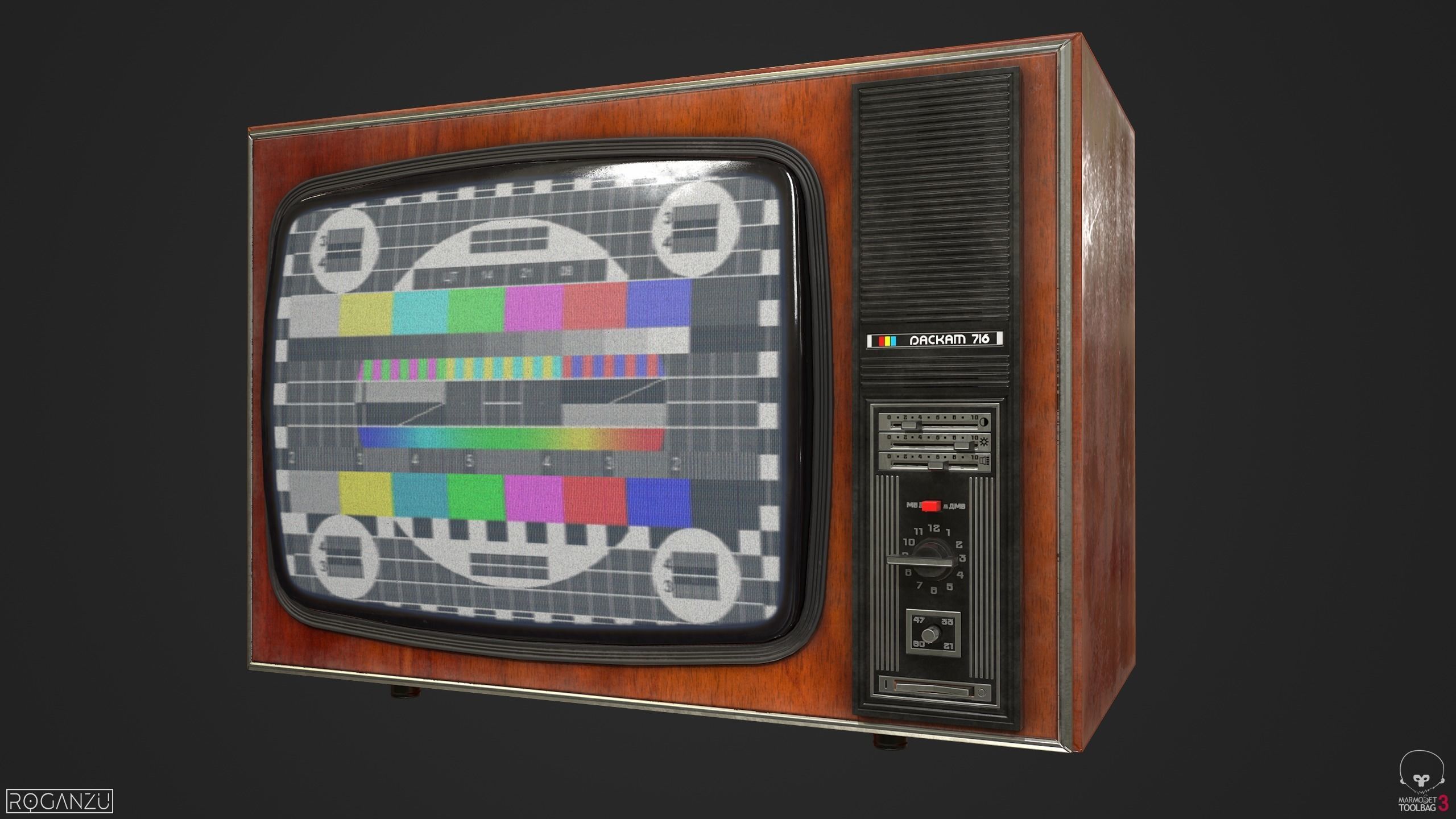 Soviet television Raskat PBR Low-poly 3D model_0