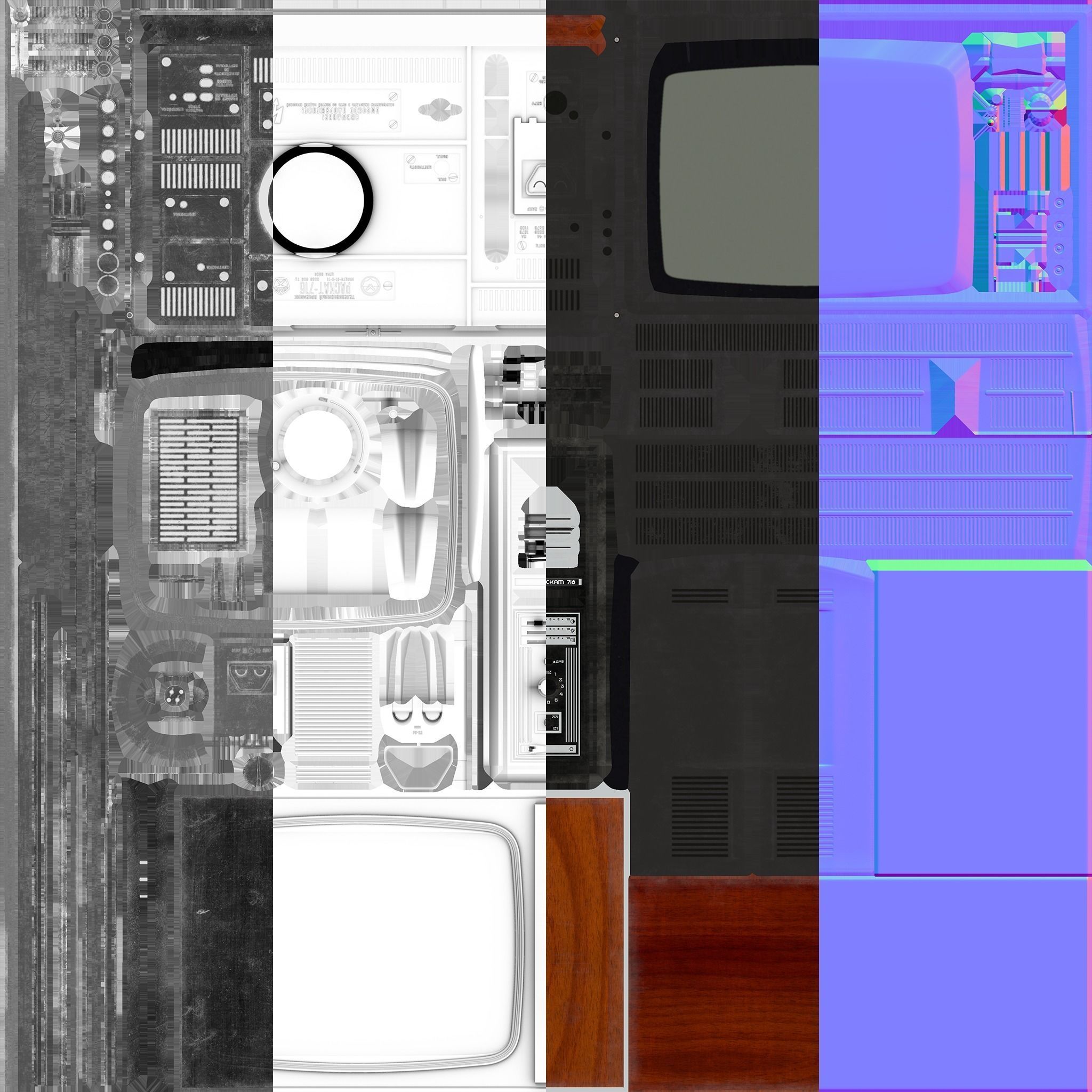 Soviet television Raskat PBR Low-poly 3D model_8