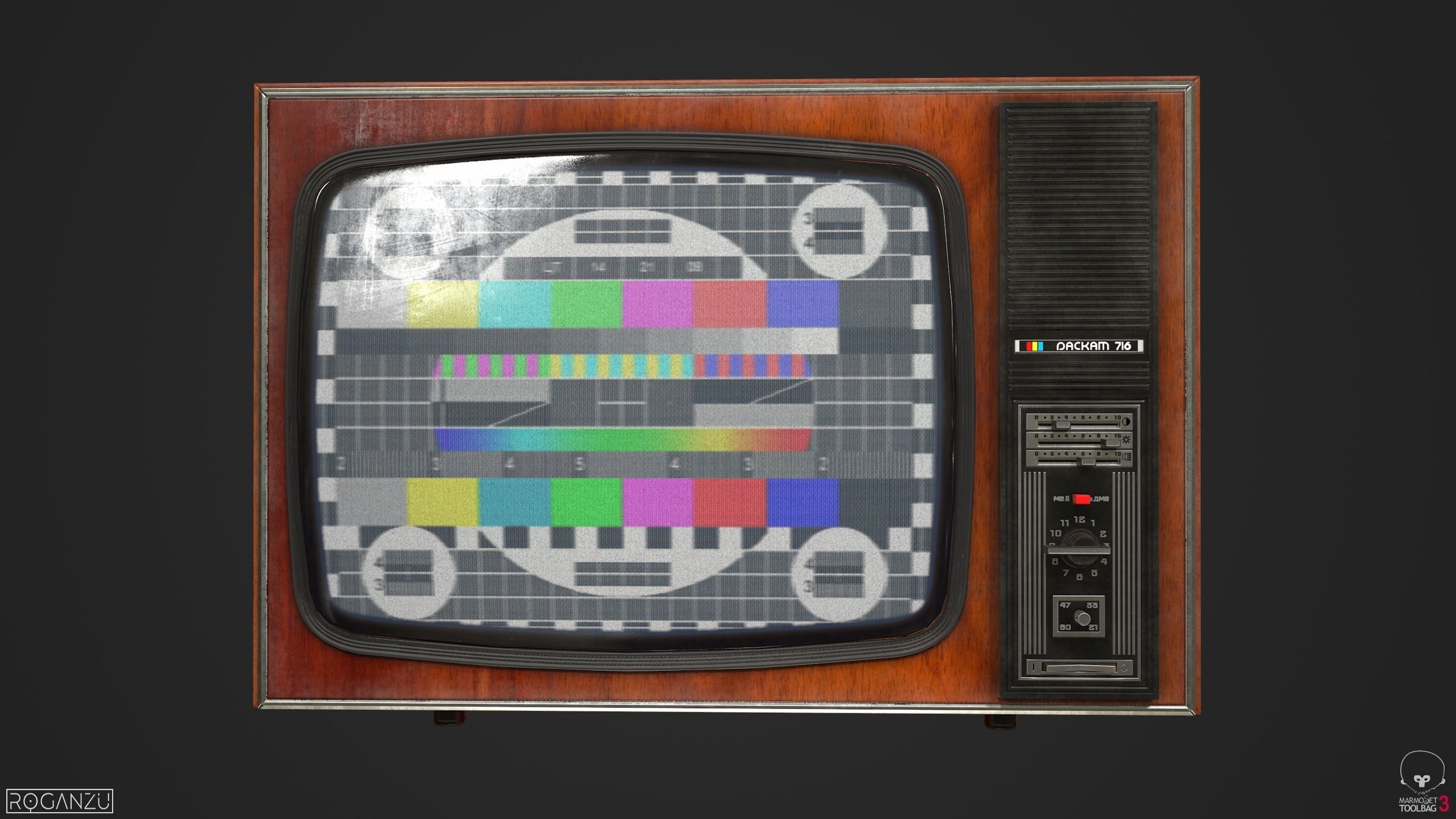 Soviet television Raskat PBR Low-poly 3D model_2