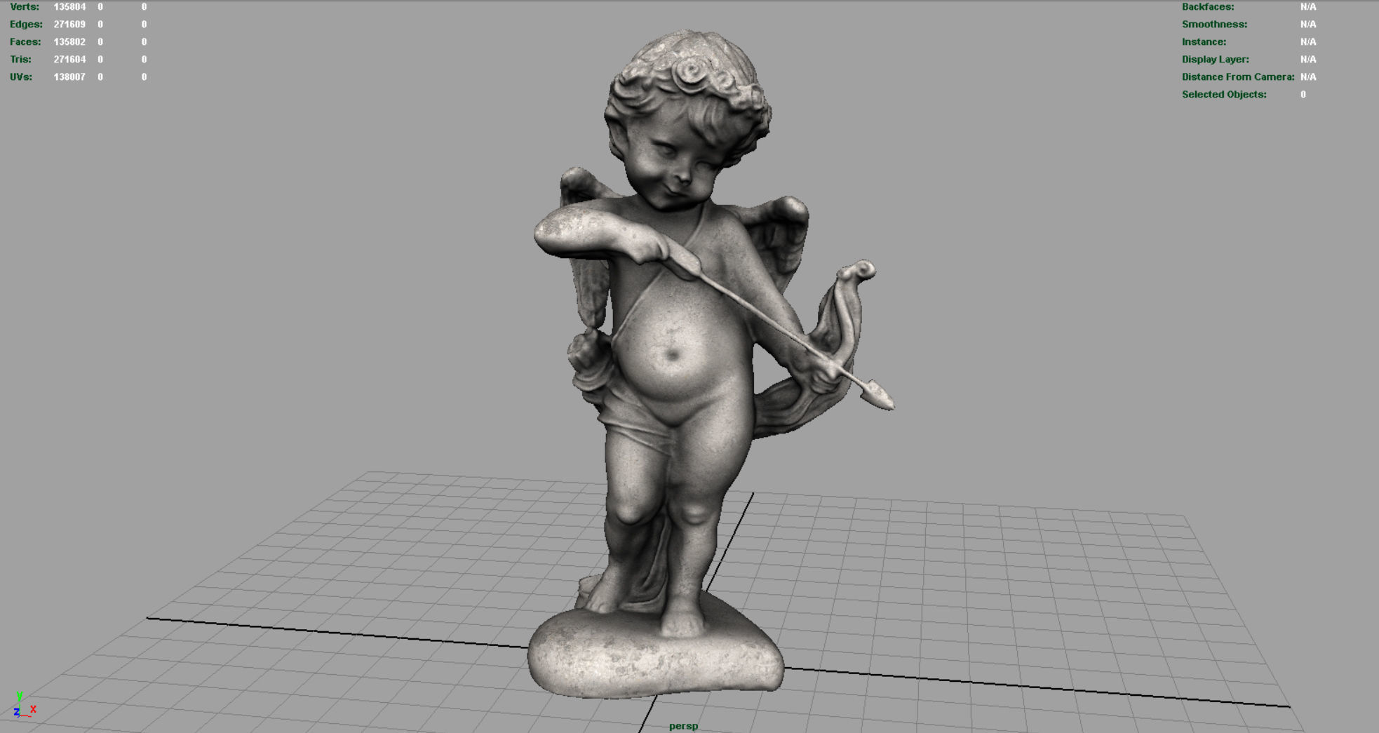 Cupid Statue Low-poly 3D model_5