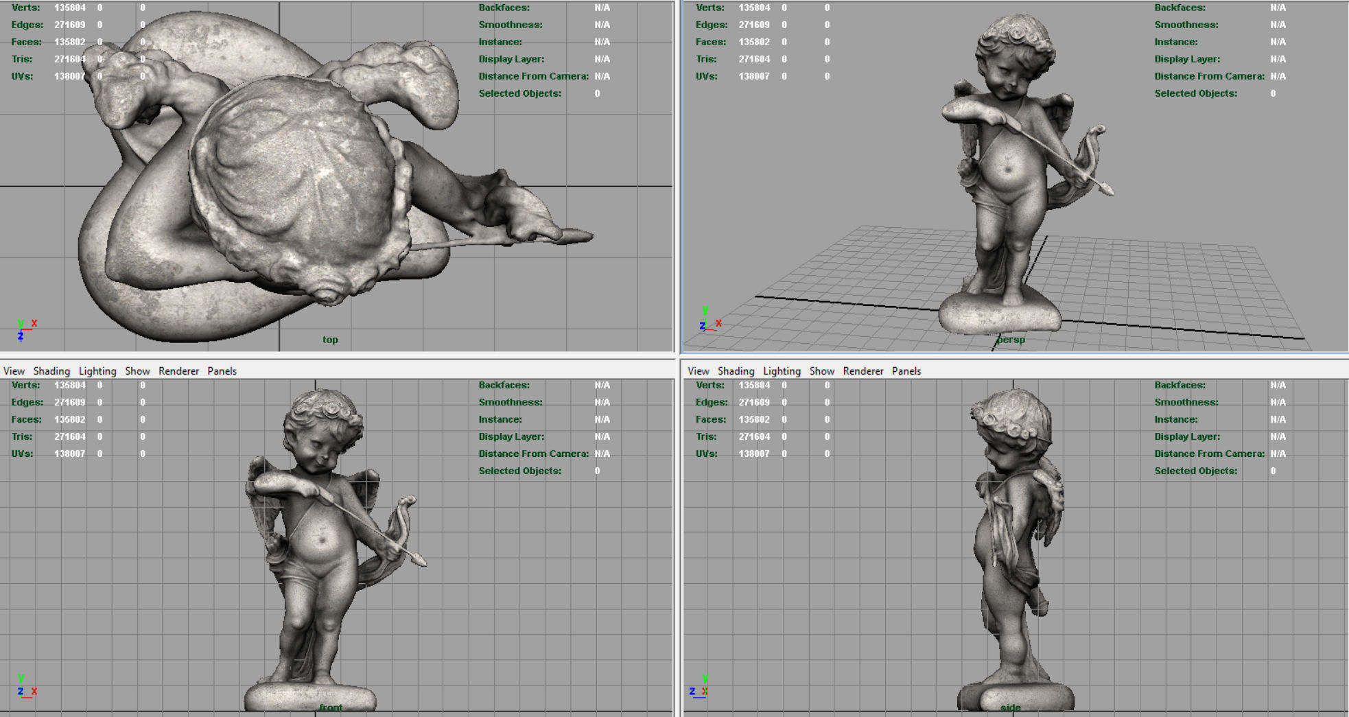 Cupid Statue Low-poly 3D model_10