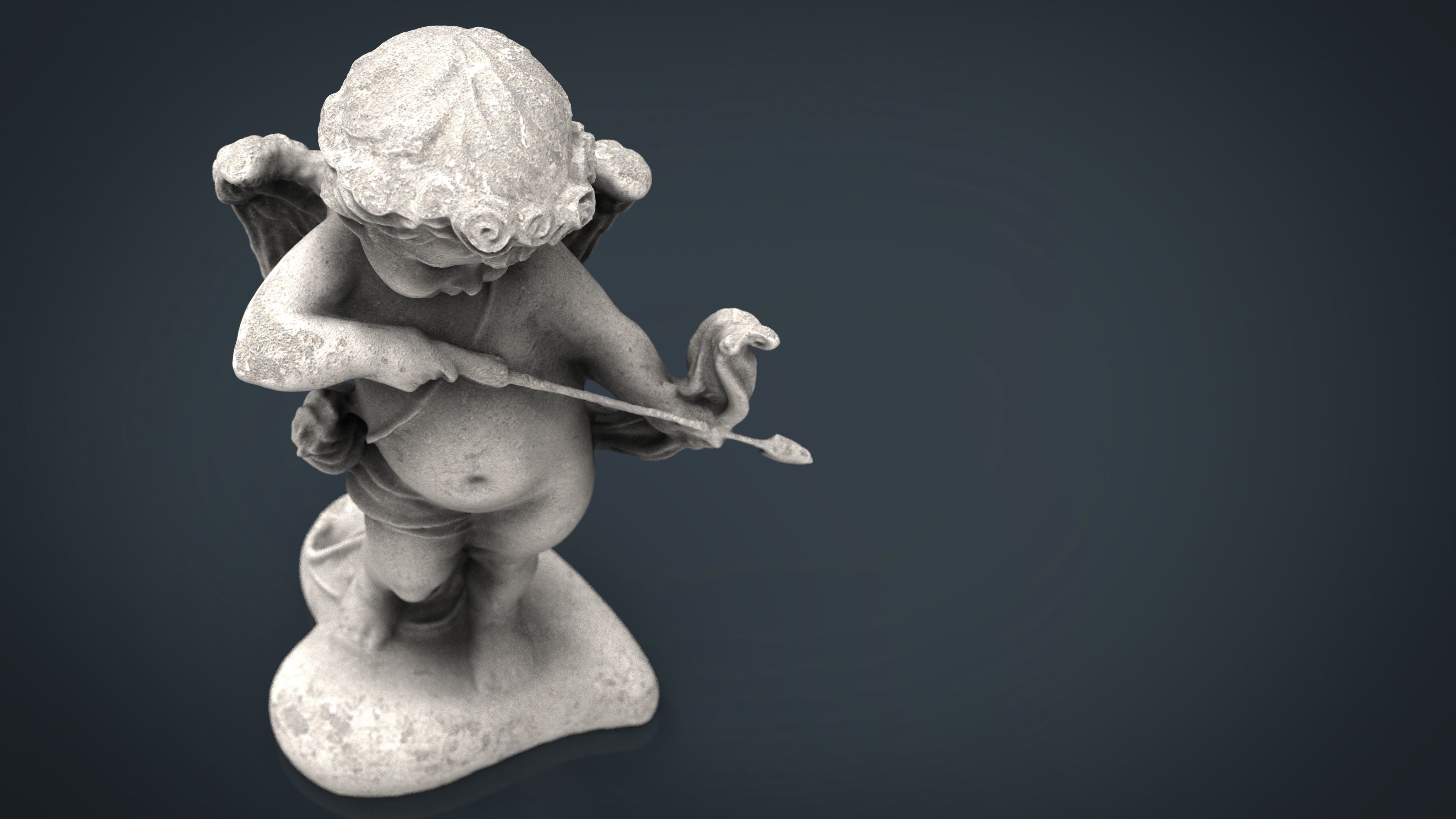 Cupid Statue Low-poly 3D model_8