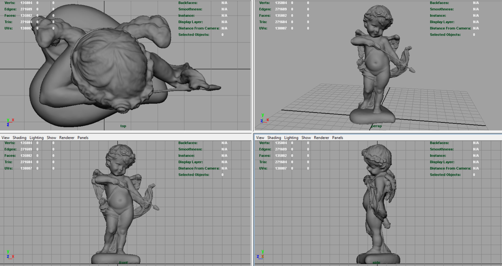 Cupid Statue Low-poly 3D model_11