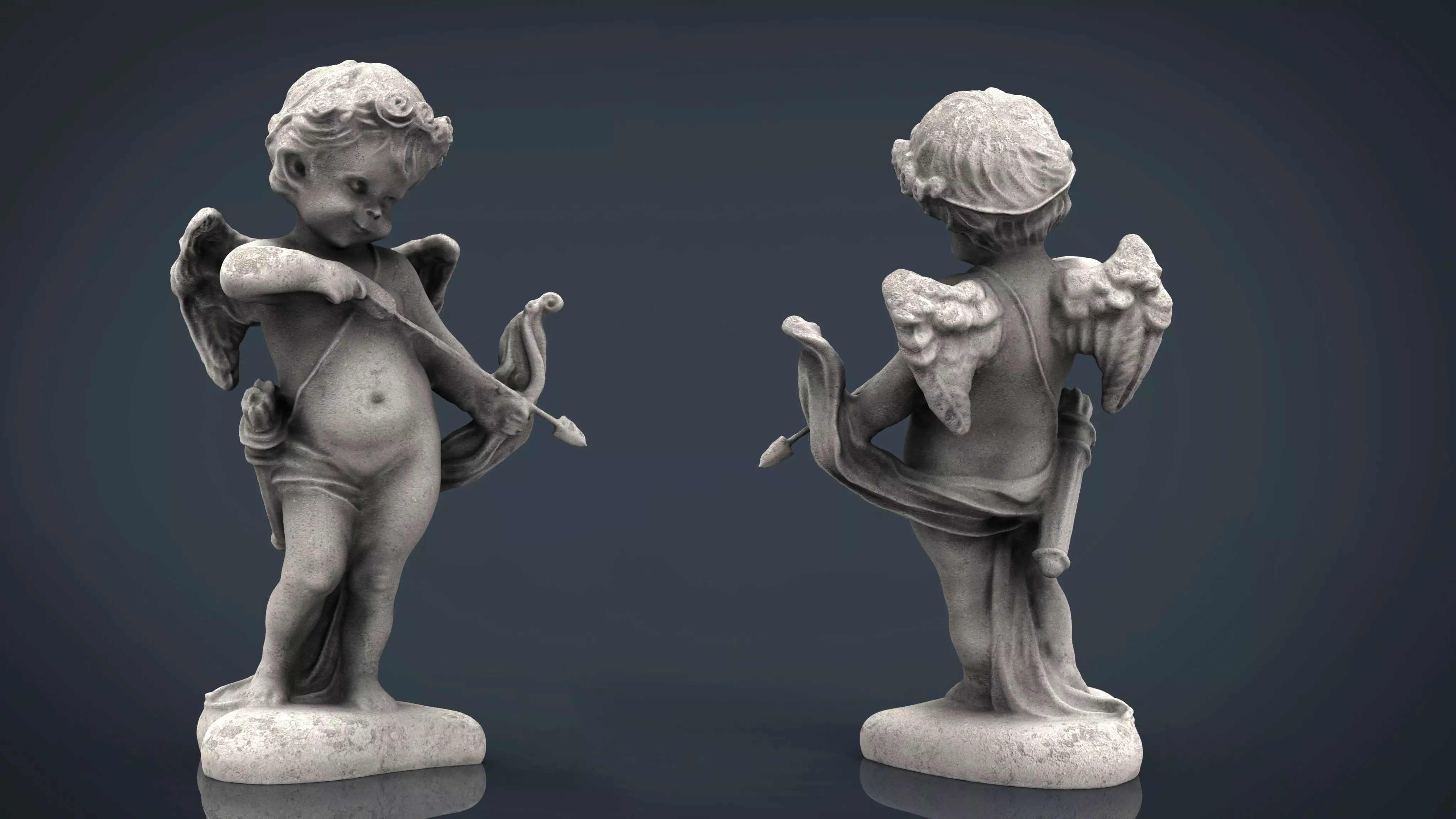 Cupid Statue Low-poly 3D model_0