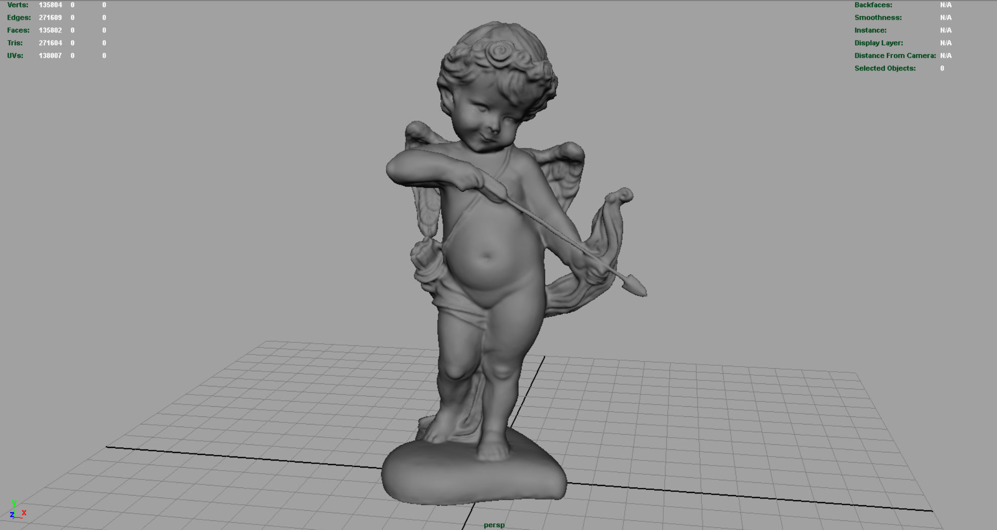 Cupid Statue Low-poly 3D model_4