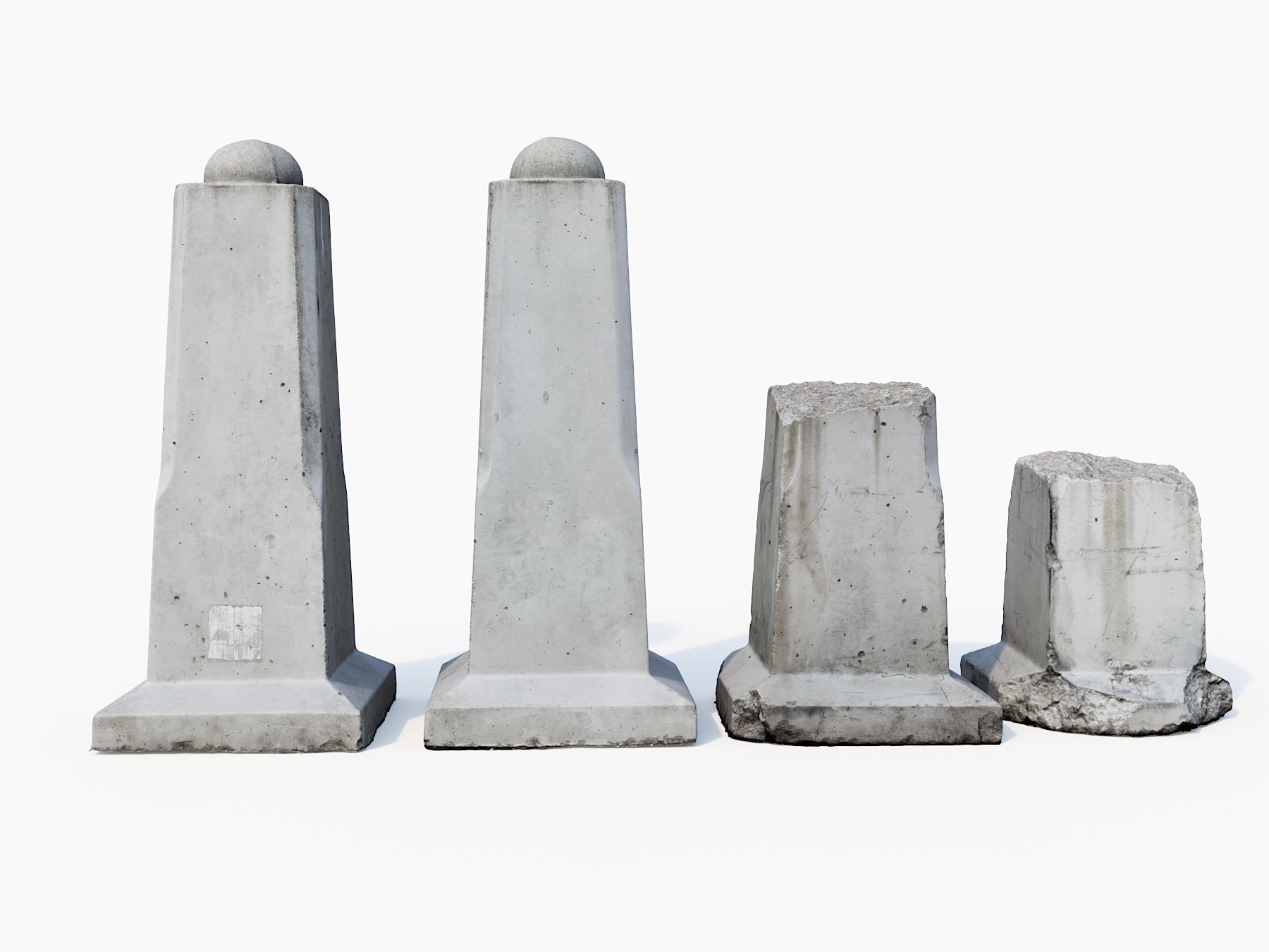 Street concrete barrier Low-poly 3D model_1