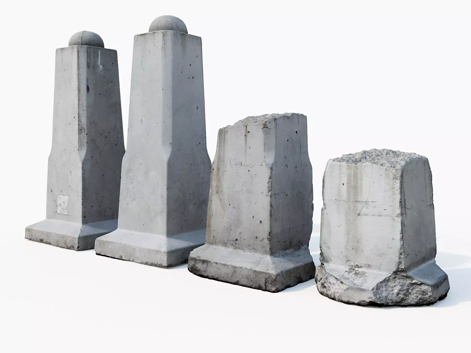 Street concrete barrier Low-poly 3D model_0
