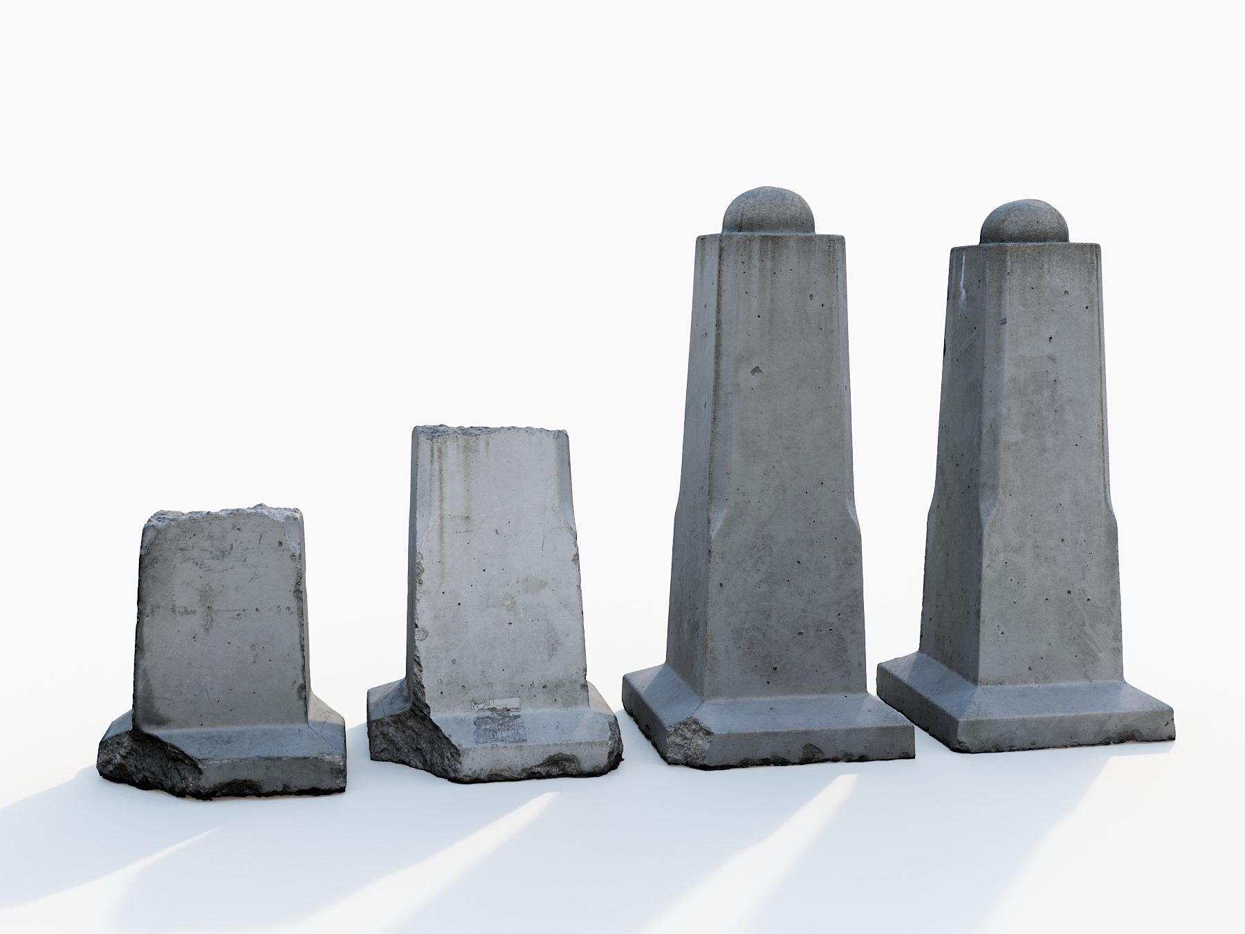 Street concrete barrier Low-poly 3D model_3