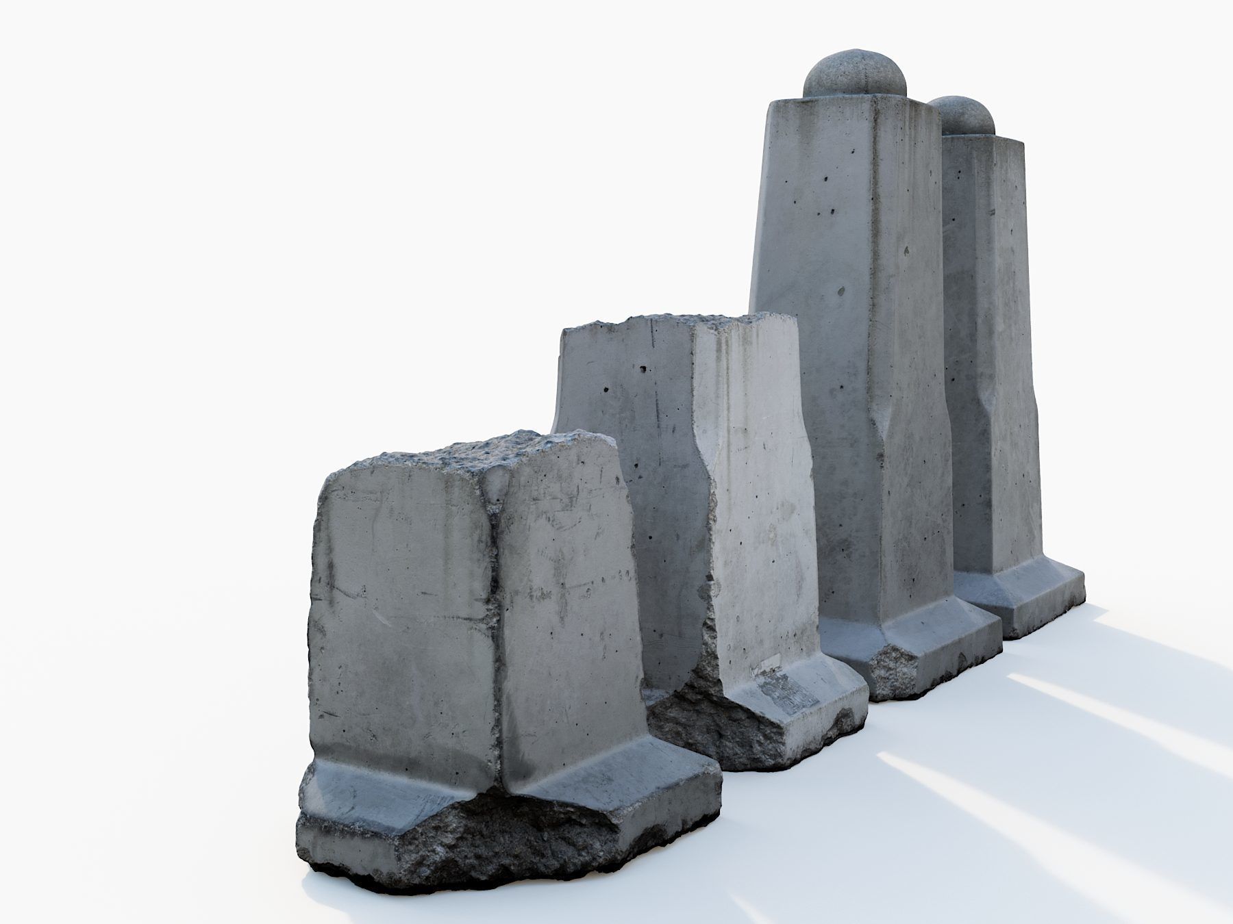 Street concrete barrier Low-poly 3D model_2