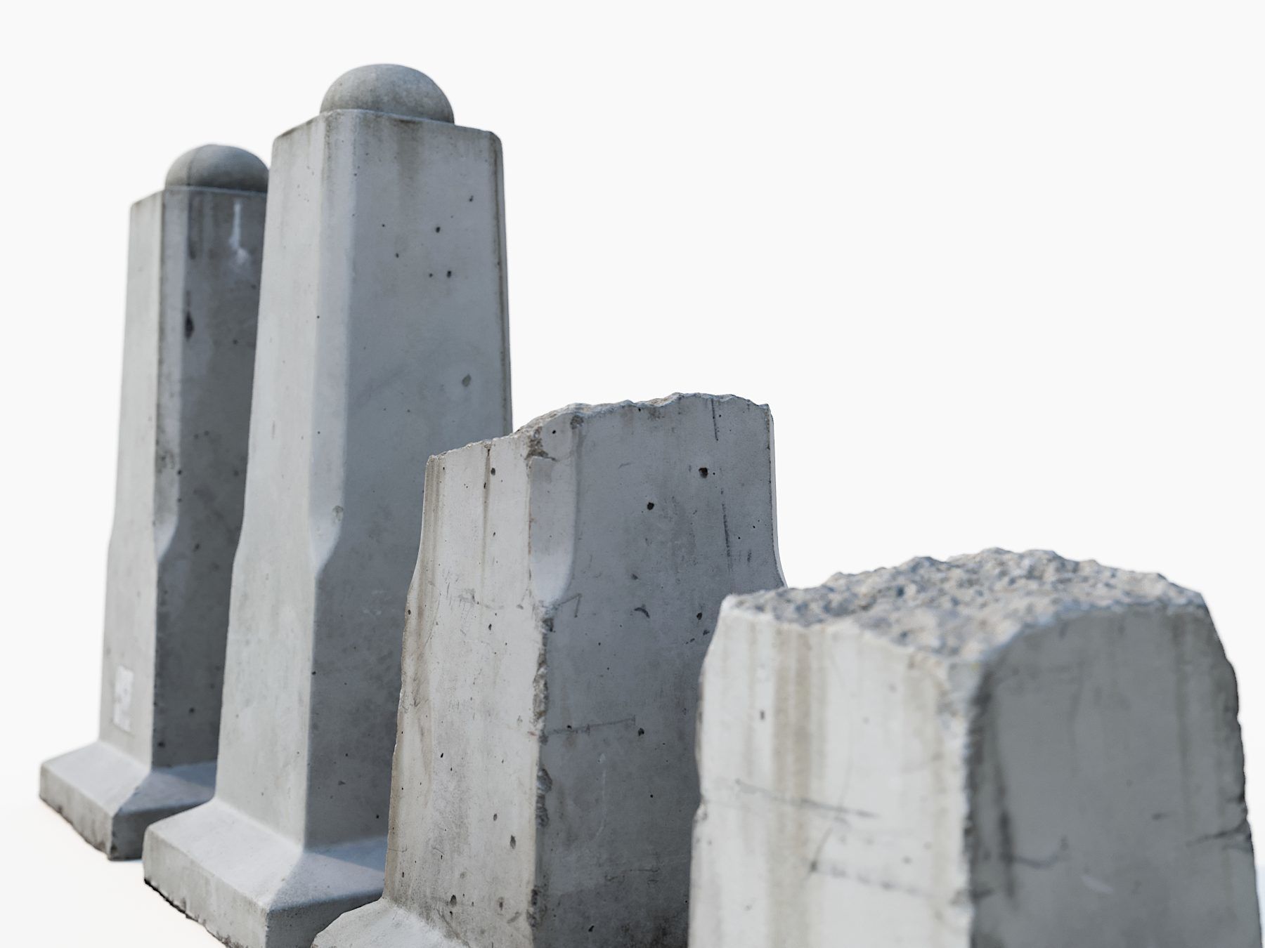 Street concrete barrier Low-poly 3D model_5