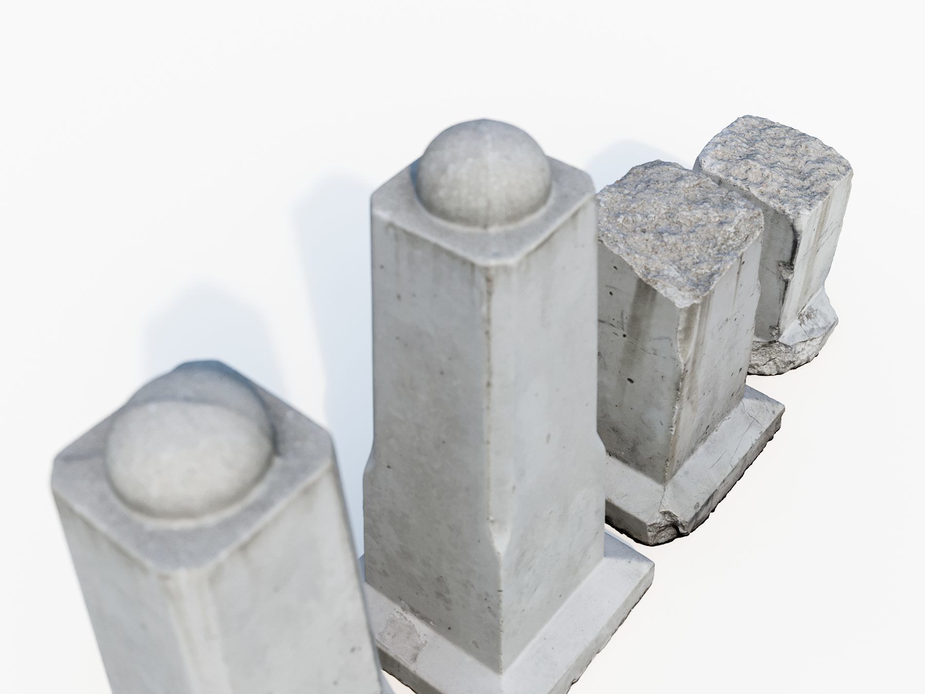 Street concrete barrier Low-poly 3D model_4