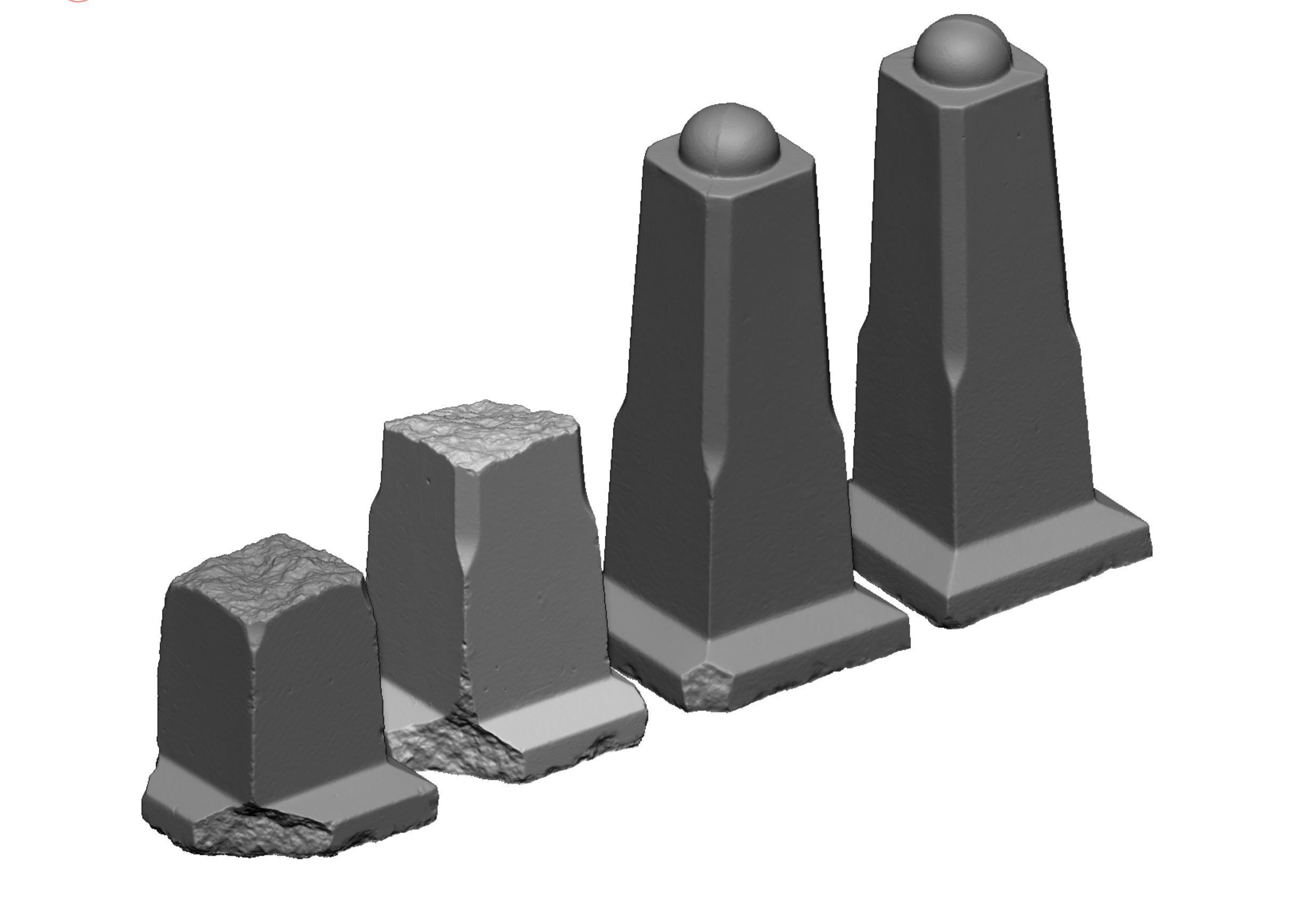 Street concrete barrier Low-poly 3D model_8