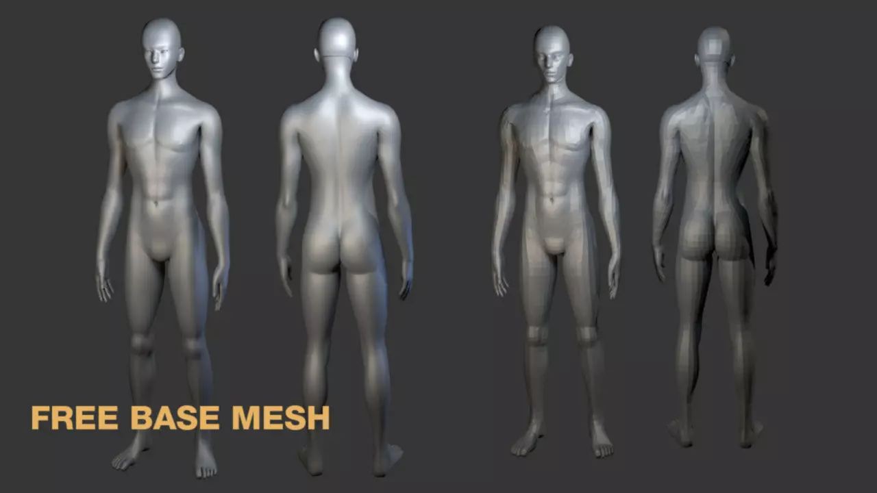 free base man mesh Free 3D model_0