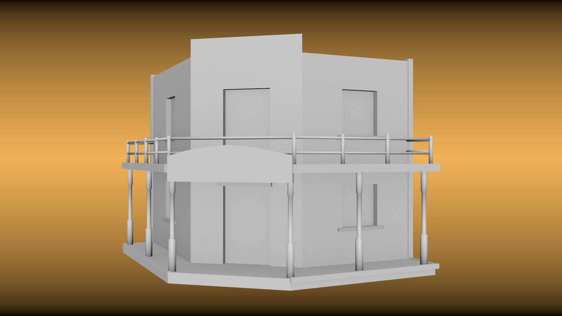 Old saloon  Low-poly 3D model_7