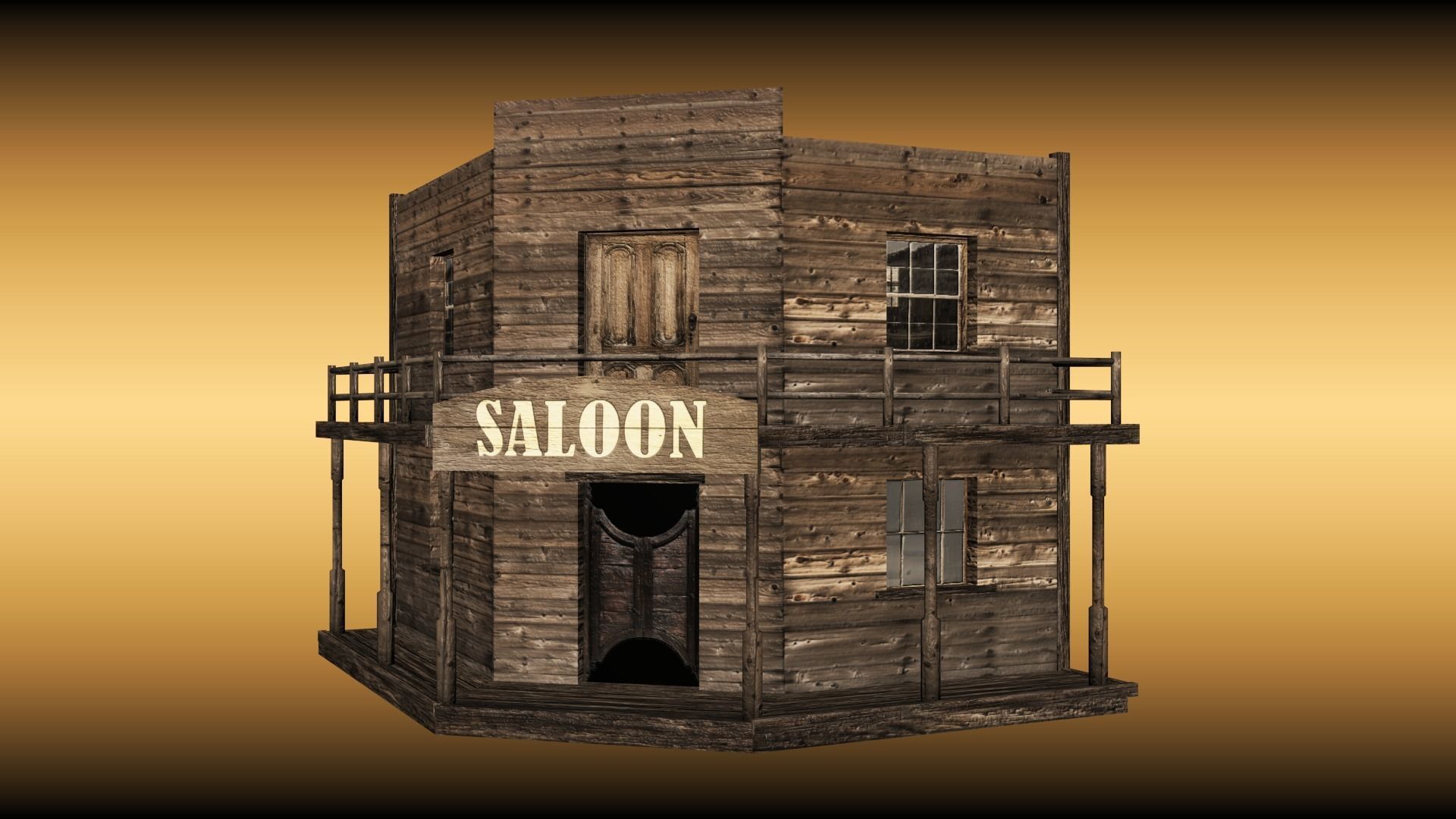 Old saloon  Low-poly 3D model_2