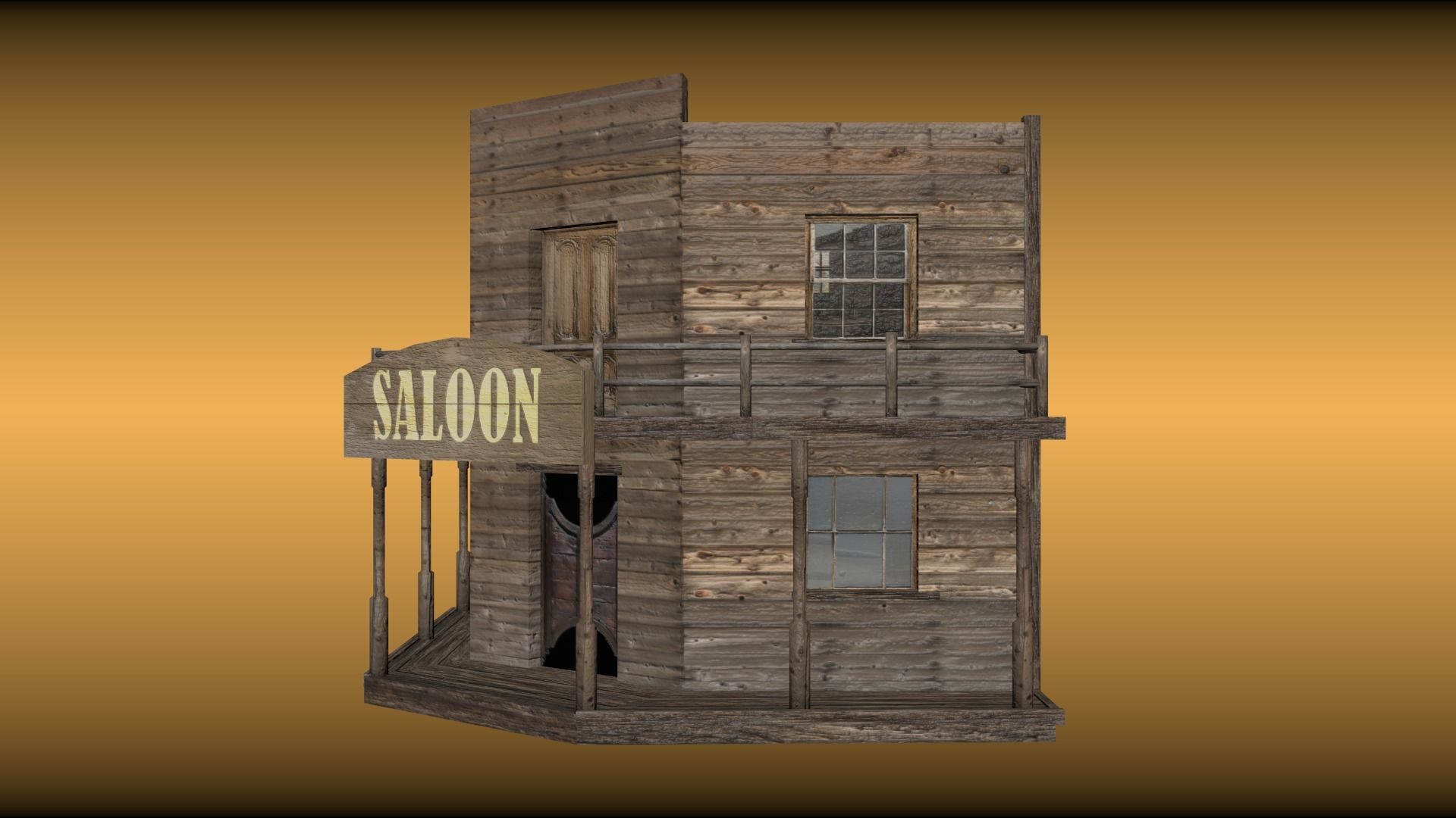 Old saloon  Low-poly 3D model_3