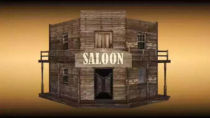 Old saloon  Low-poly 3D model