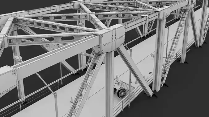 Suspension Bridge and Tower 3D model