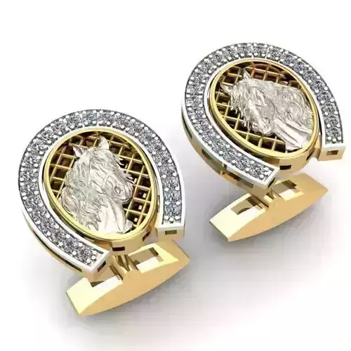CUFFLINKS two gold with diamonds