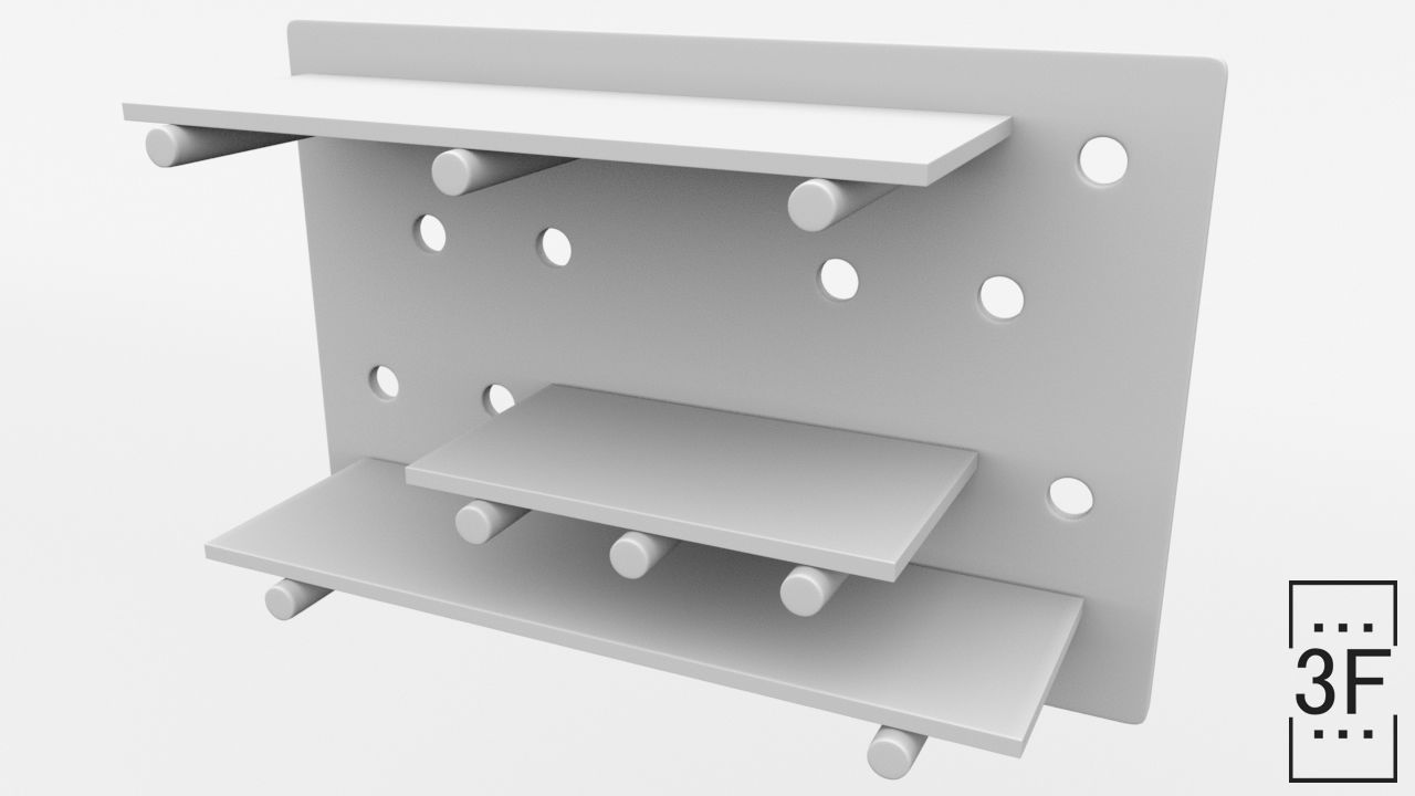 Wall Shelf Low-poly 3D model_4