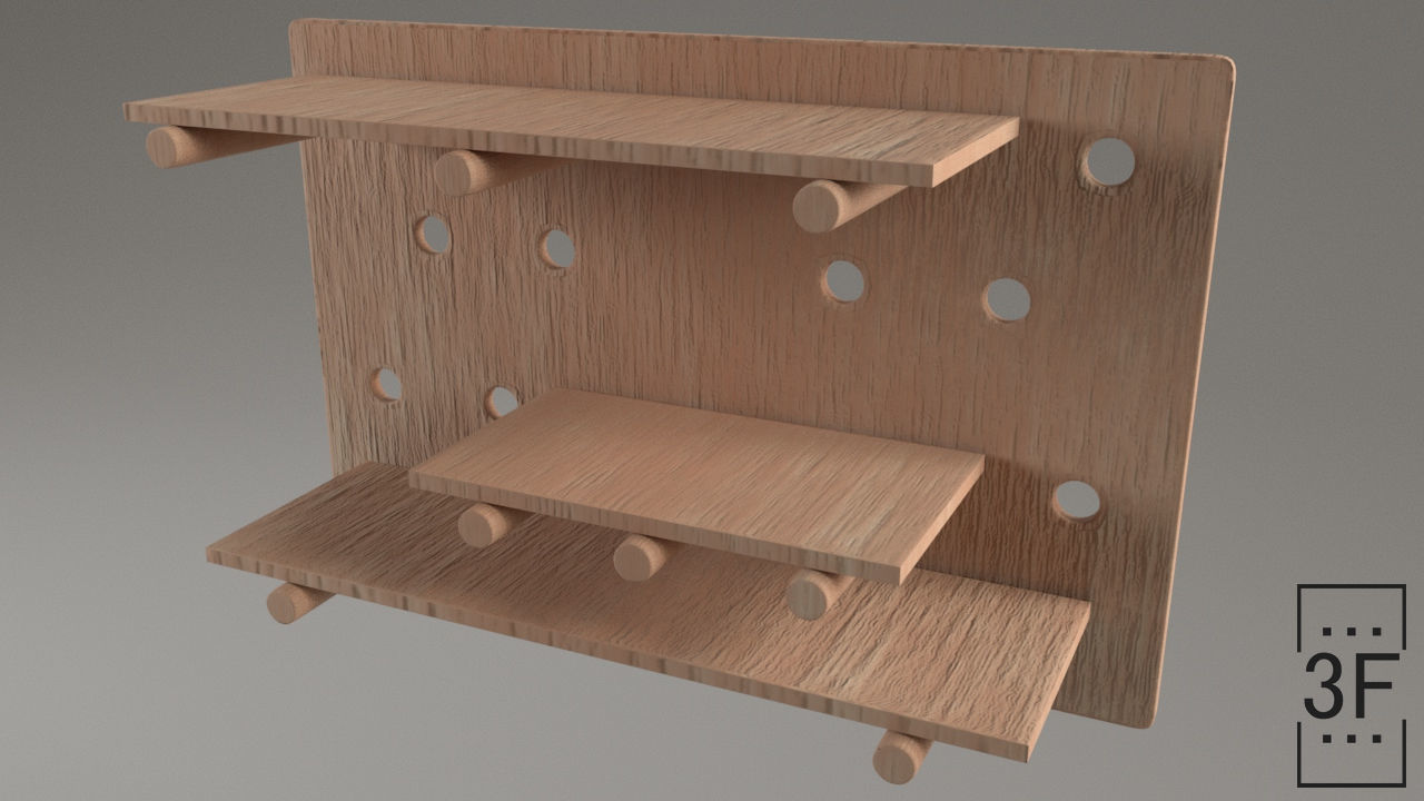 Wall Shelf Low-poly 3D model_3