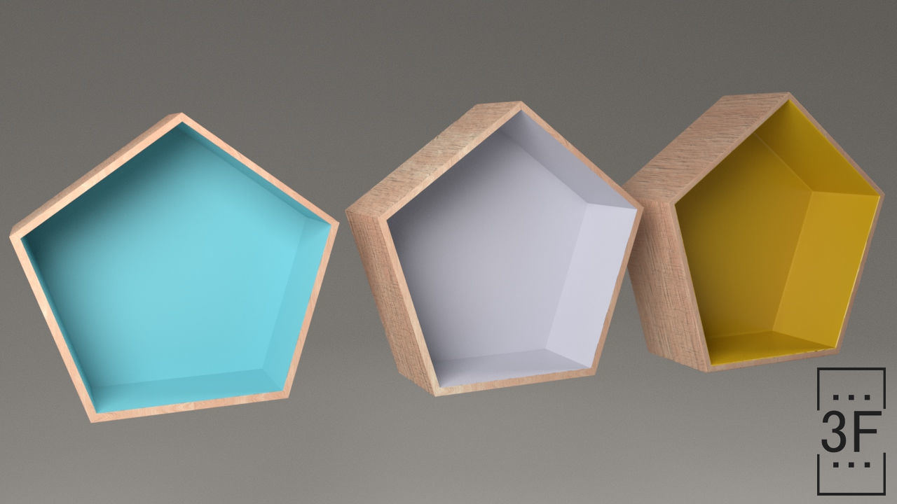 Wall Shelf Low-poly 3D model_6