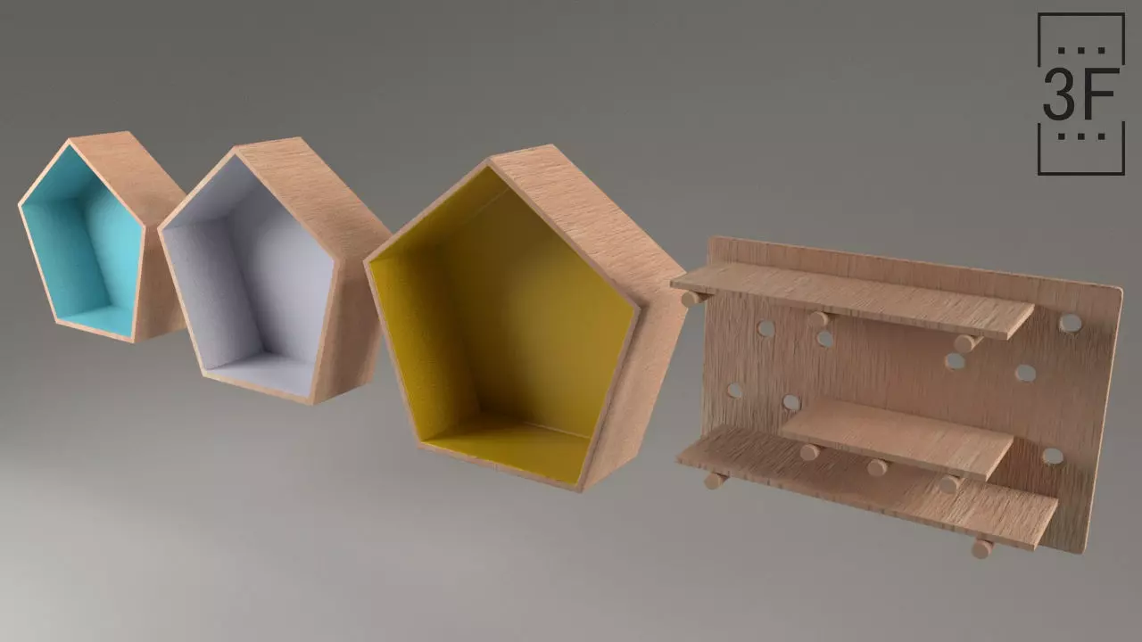 Wall Shelf Low-poly 3D model_0