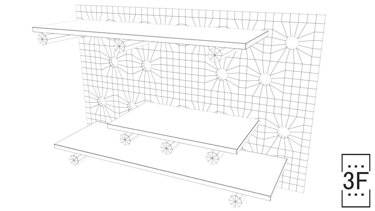Wall Shelf Low-poly 3D model_5