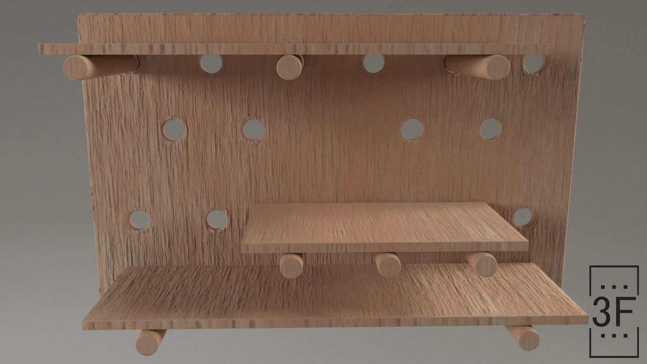 Wall Shelf Low-poly 3D model_2