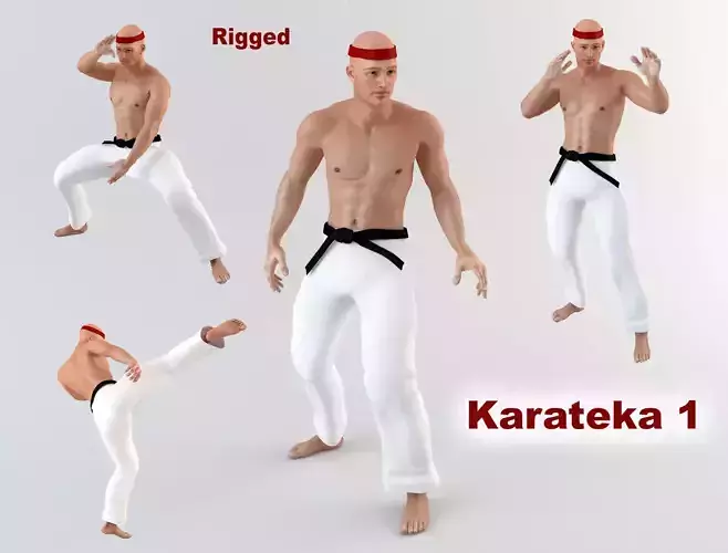 Karateka 1 man in karate uniform 3D model