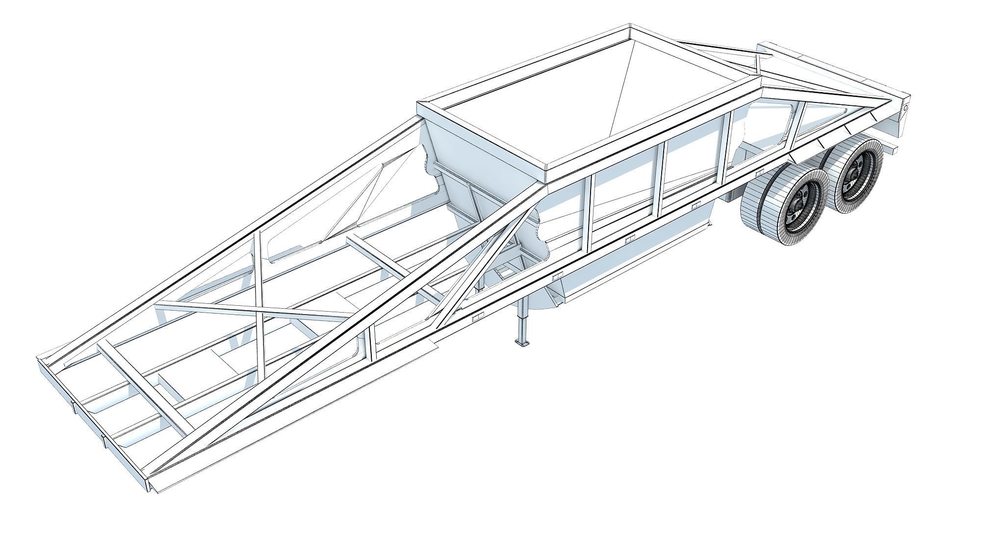 Bottom Dump Trailer 3D model_9