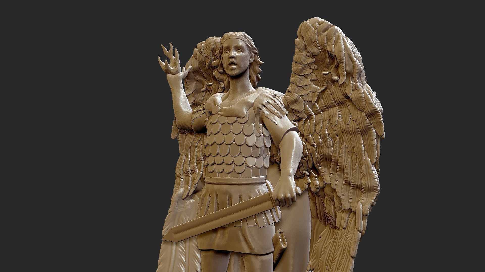 angel 3d model two statues with wings 3D print model_4