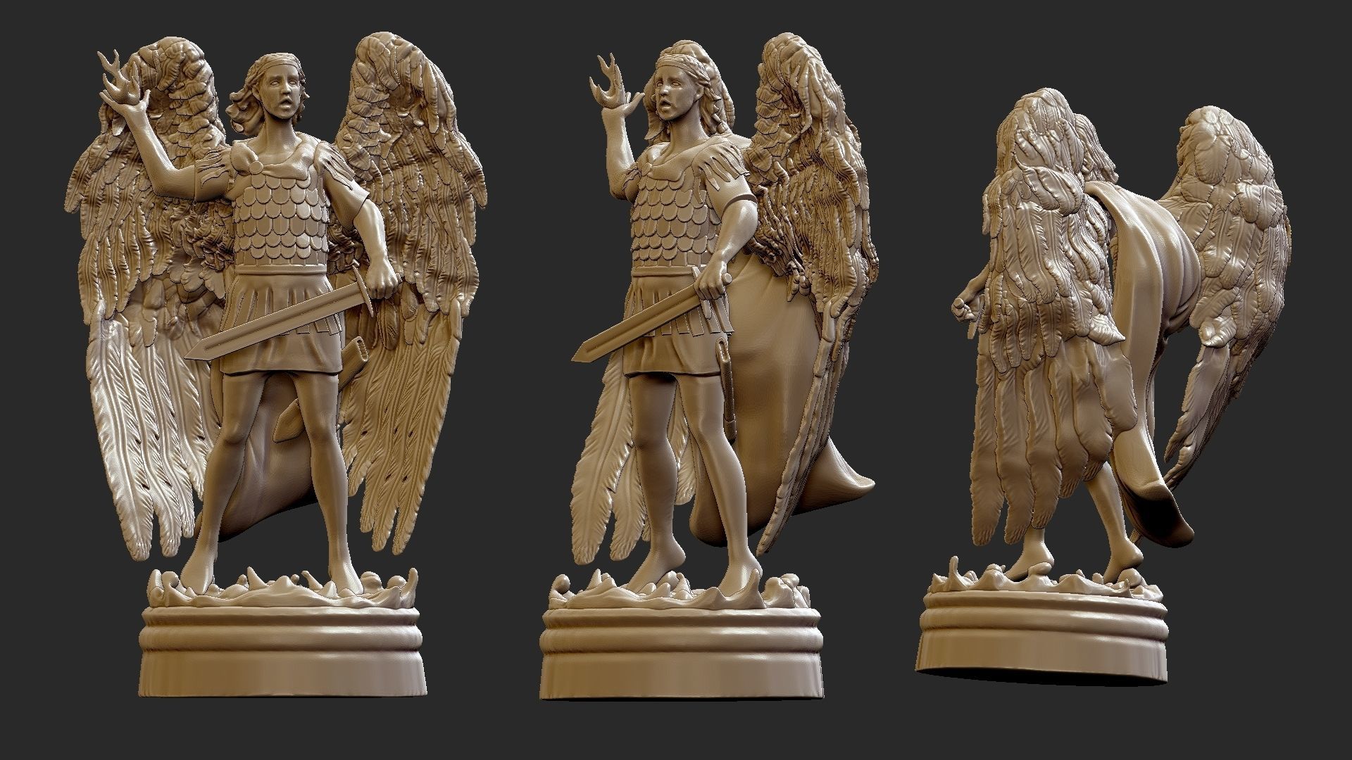 angel 3d model two statues with wings 3D print model_1