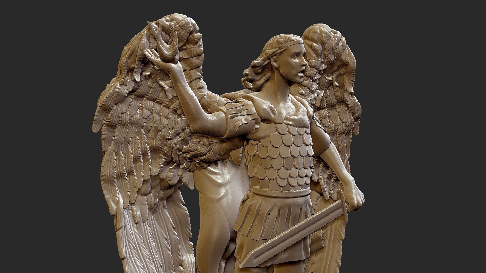 angel 3d model two statues with wings 3D print model_5