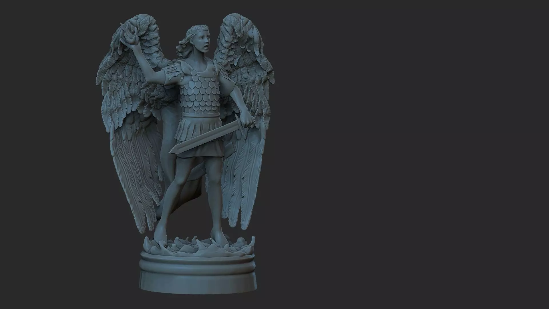 angel 3d model two statues with wings 3D print model_0
