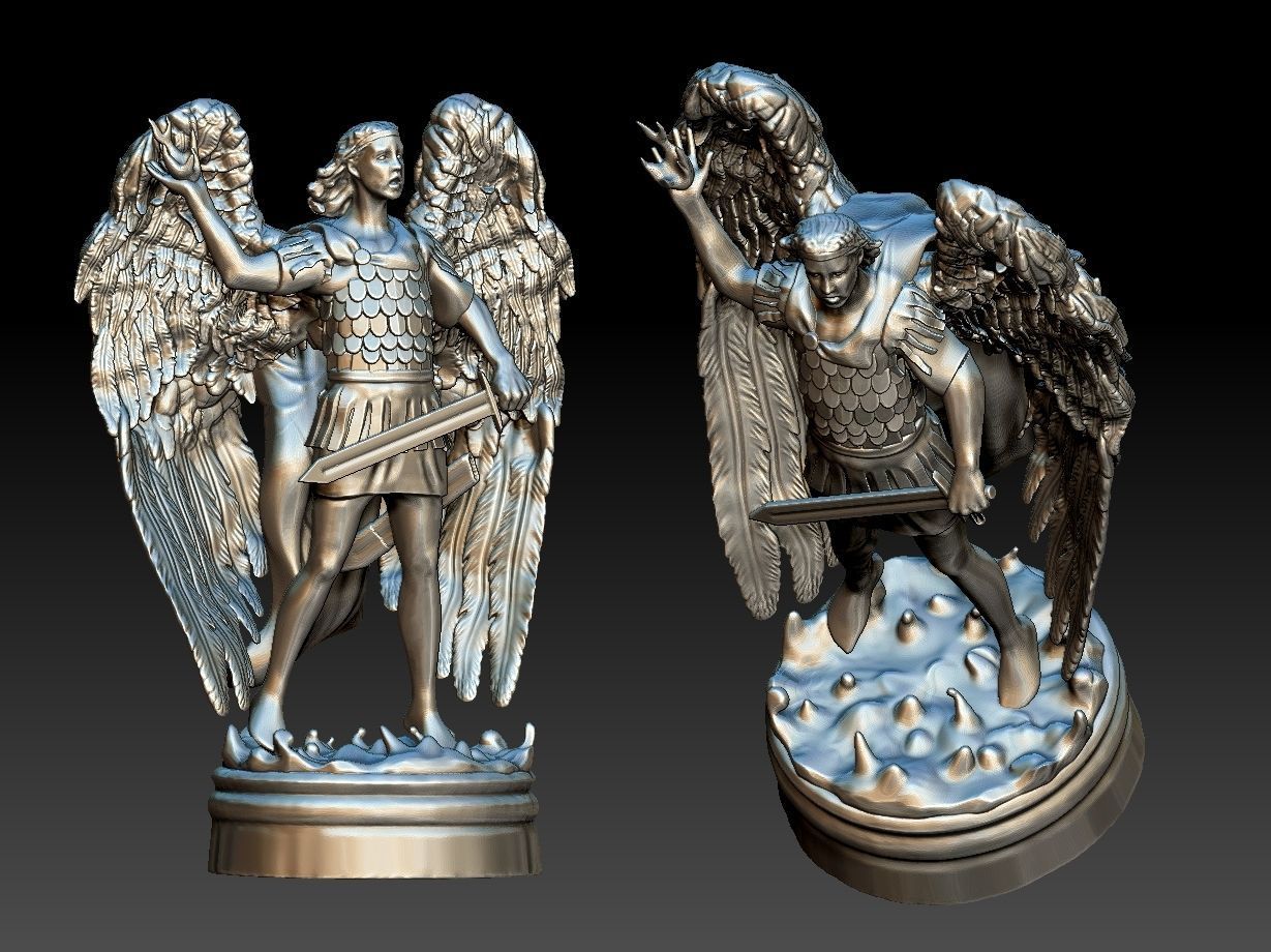 angel 3d model two statues with wings 3D print model_7
